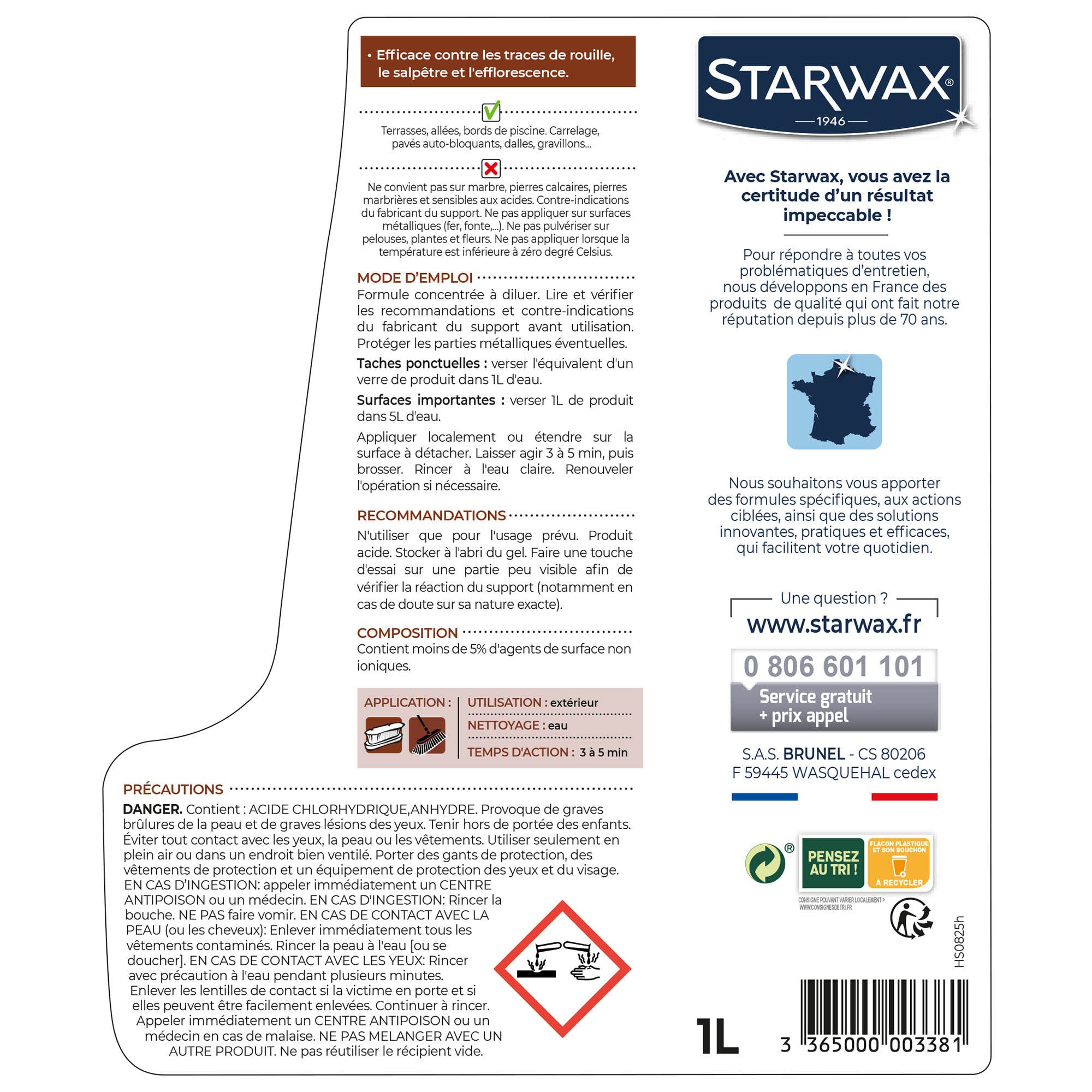 STARWAX - Détachant rouille pour sols extérieurs
1L