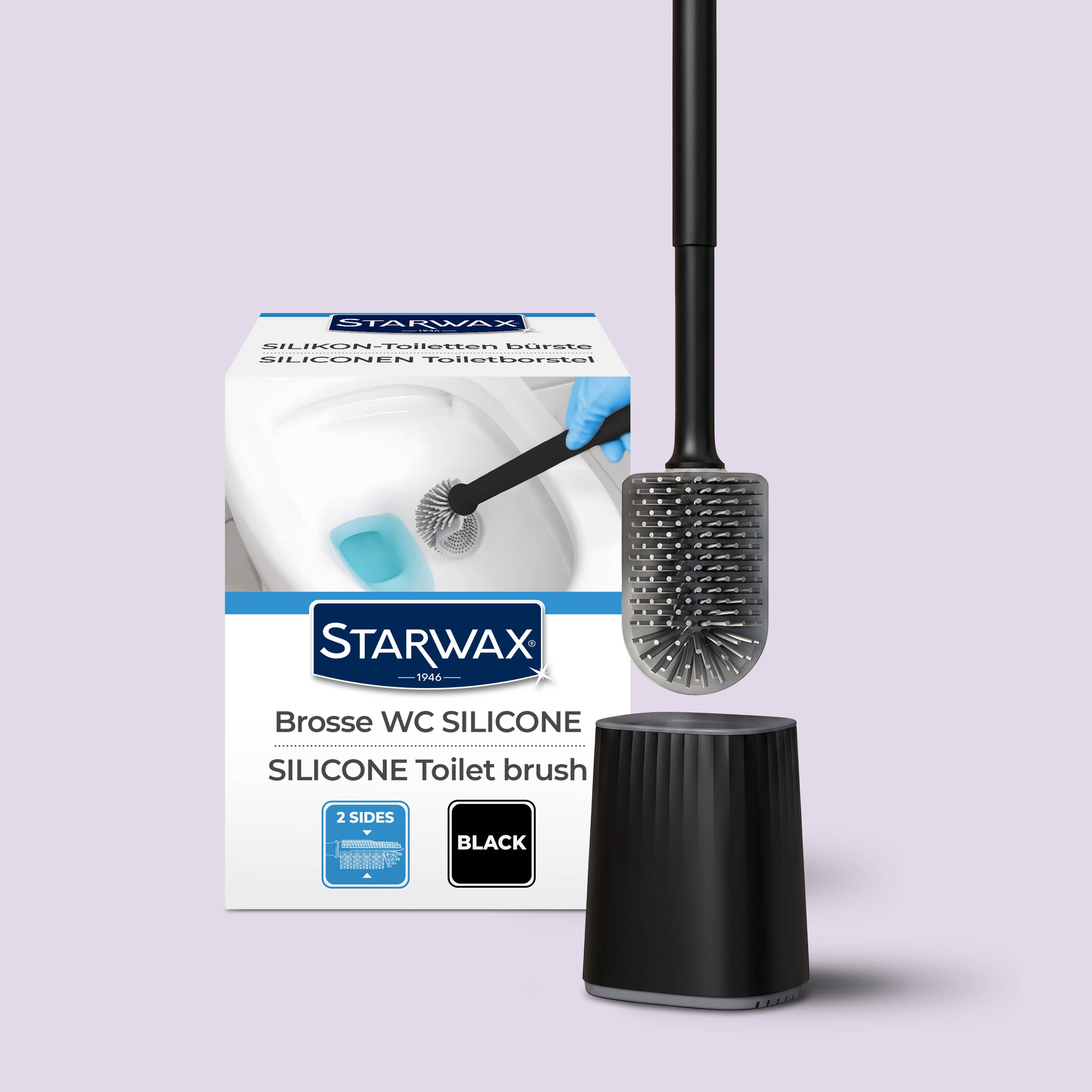 STARWAX - Balayette WC silicone avec support mural X1 Blanche