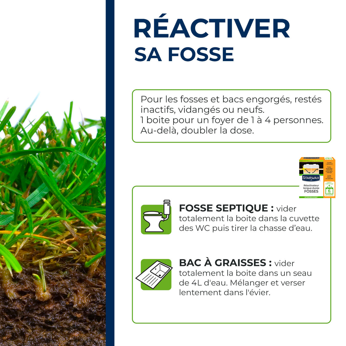 STARWAX - Ré-activateur longue durée pour fosses septiques 500g