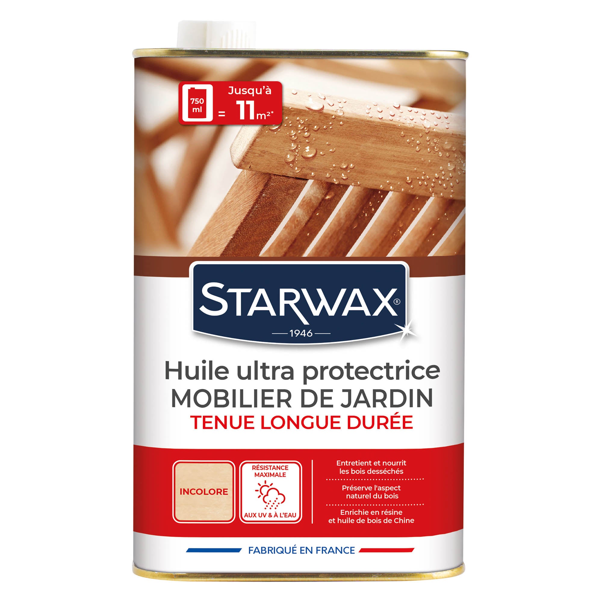 STARWAX - Huile ultra protectrice tenue longue durée pour mobilier de jardin en bois 750ml