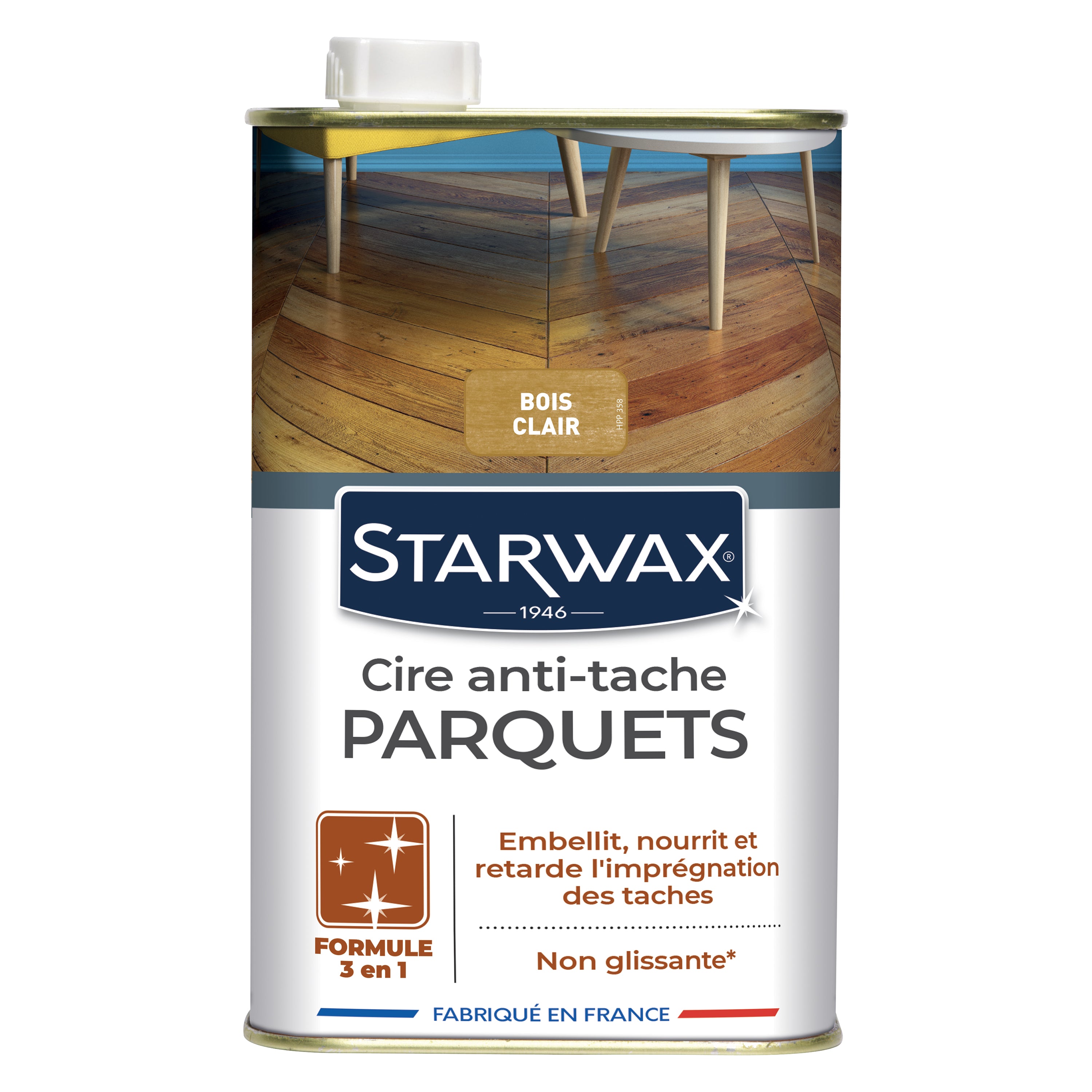 STARWAX - Cire Starlon anti-tache pour parquets cirés 1L Bois clair