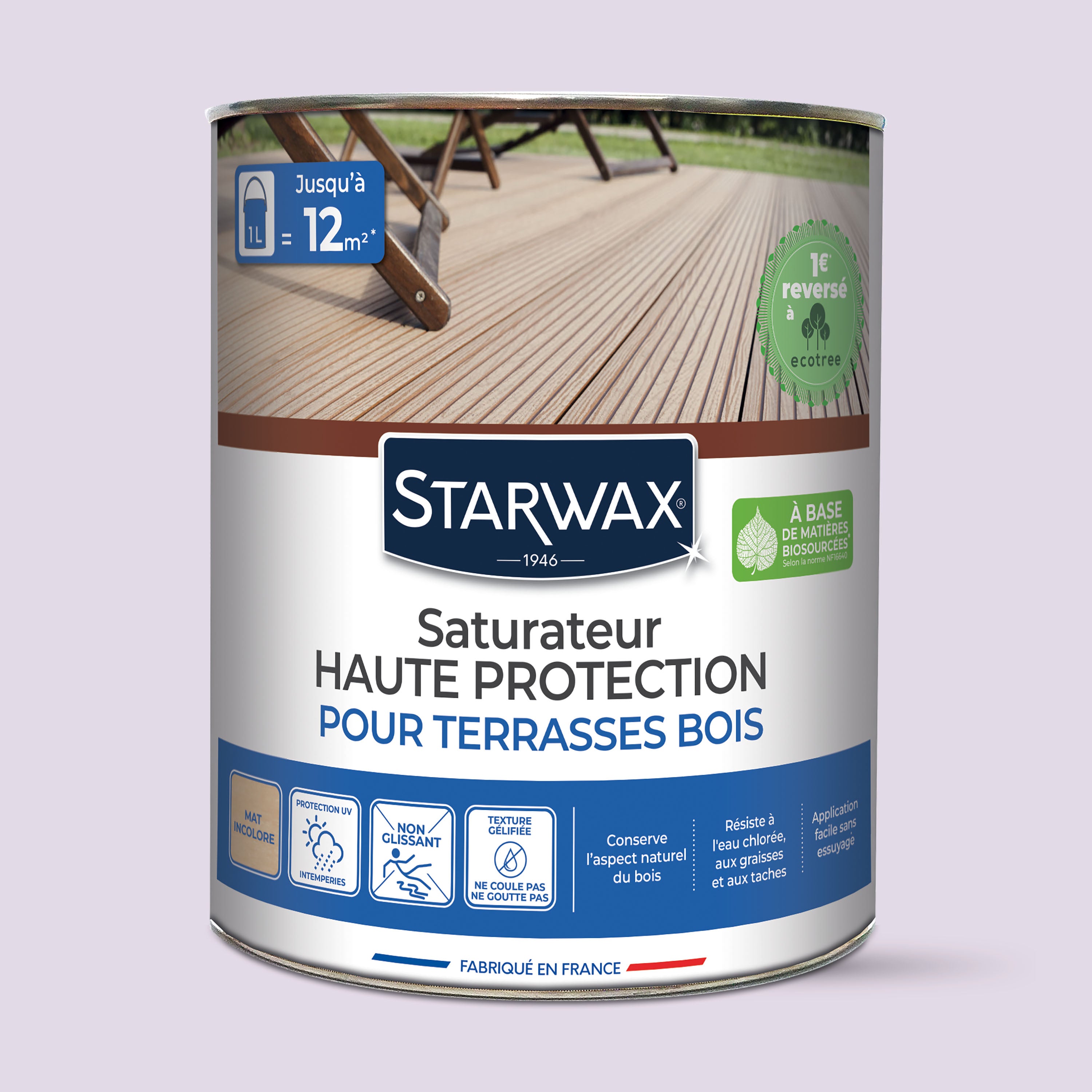STARWAX - Saturateur Haute protection pour terrasses bois
1L Teck