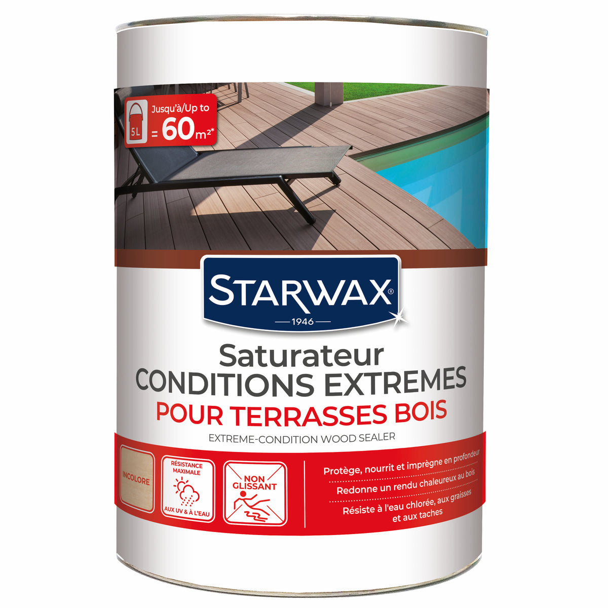 STARWAX - Saturateur bois extérieurs conditions extrêmes
1L Incolore