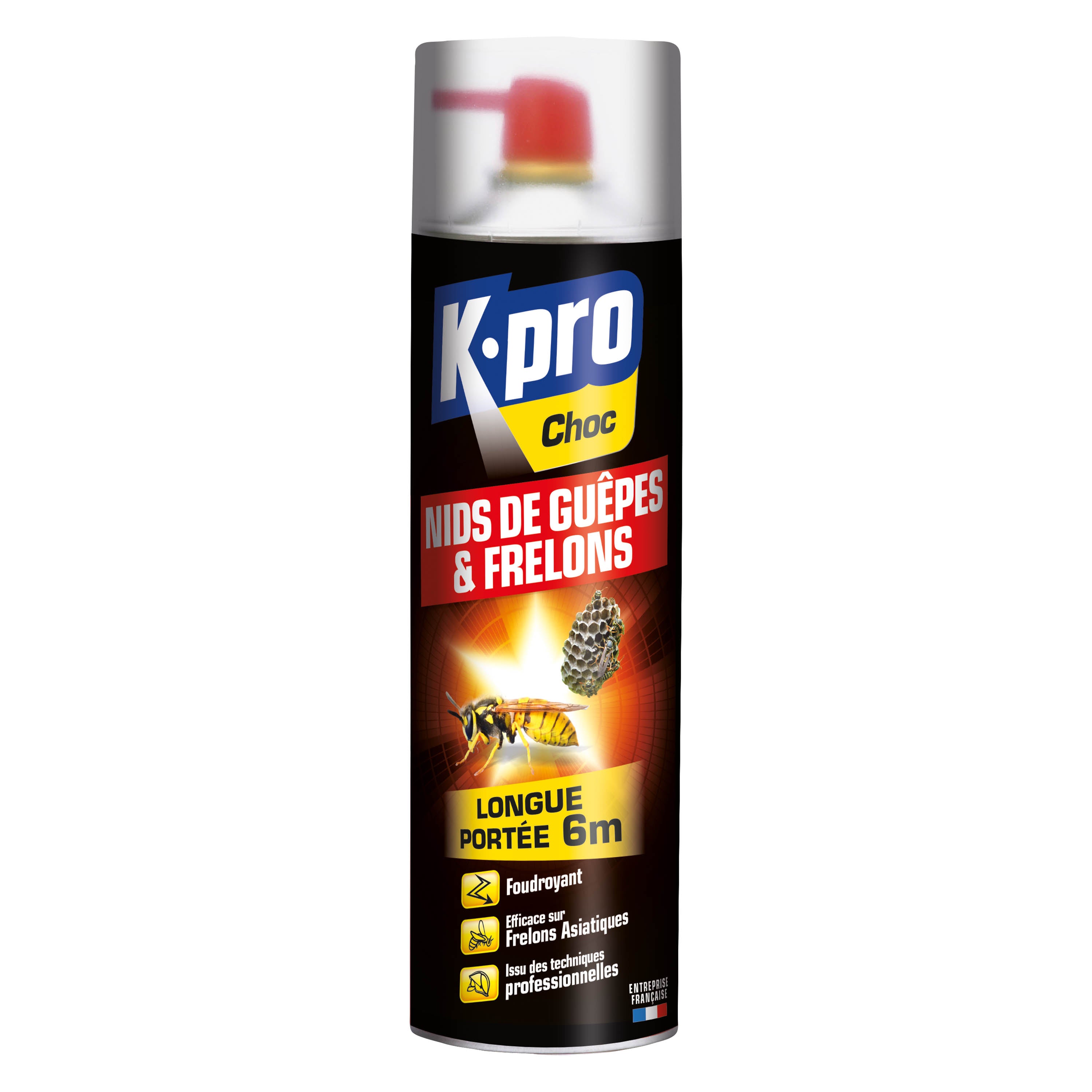 K.PRO - Aérosol foudroyant choc nids de guêpes et frelons 500ml