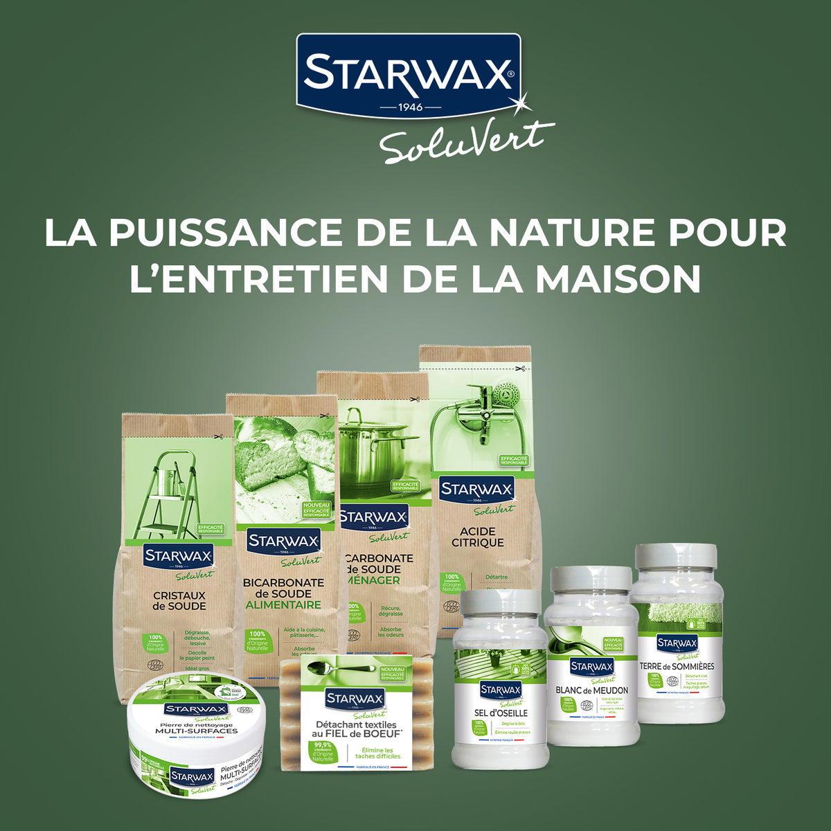 STARWAX SOLUVERT - Bicarbonate de soude ménager 1kg