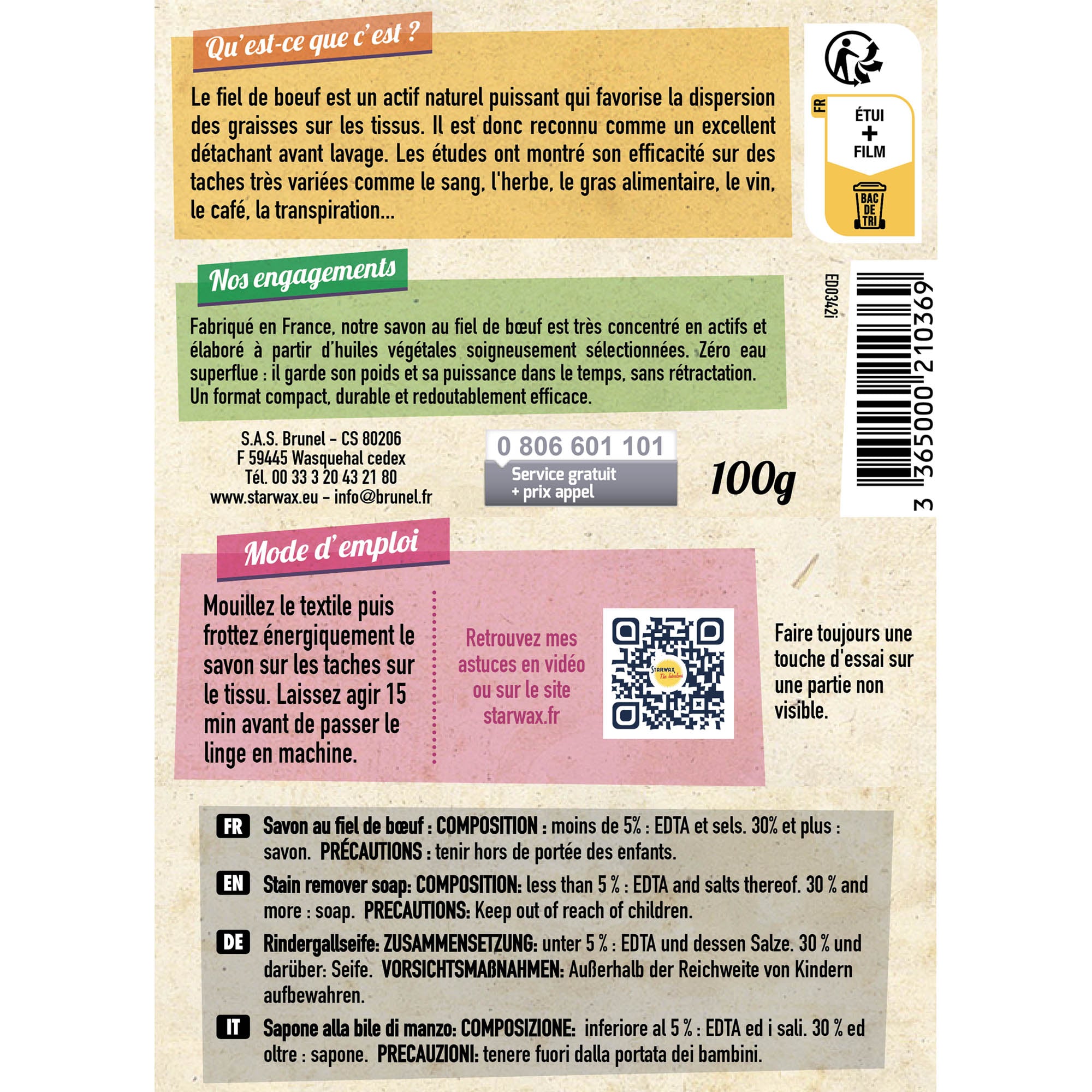 STARWAX FABULOUS - Savon au fiel de boeuf 100g