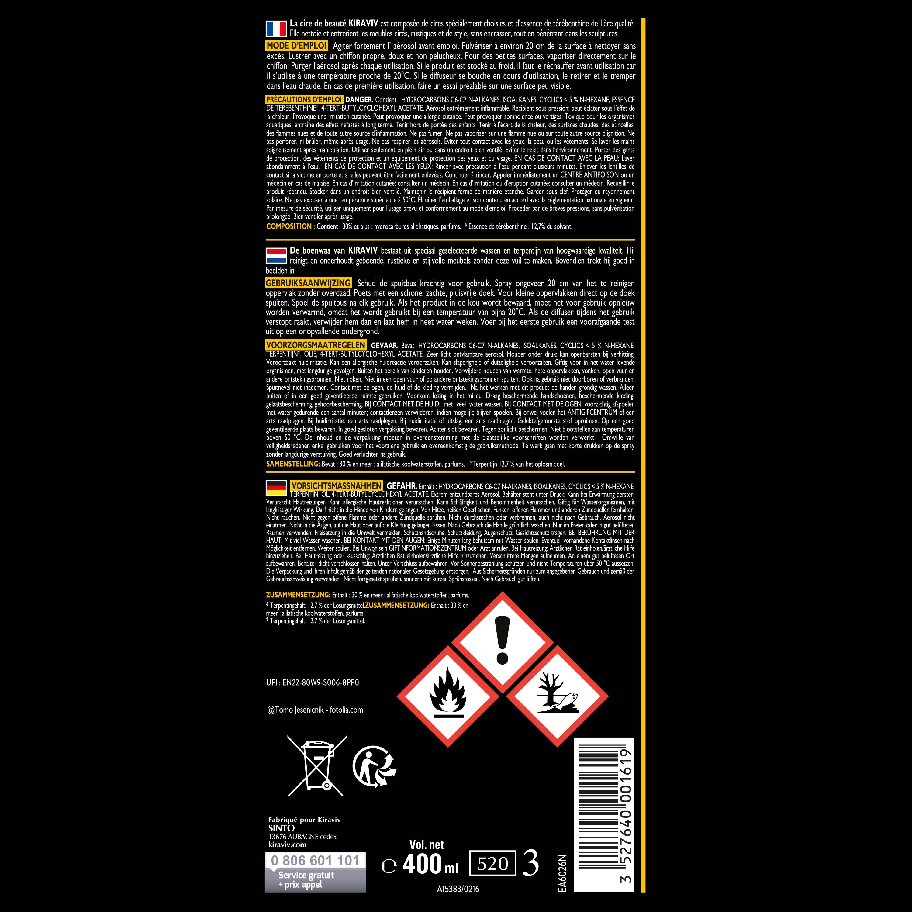 KIRAVIV - Cire de beauté à la térébenthine
400ml