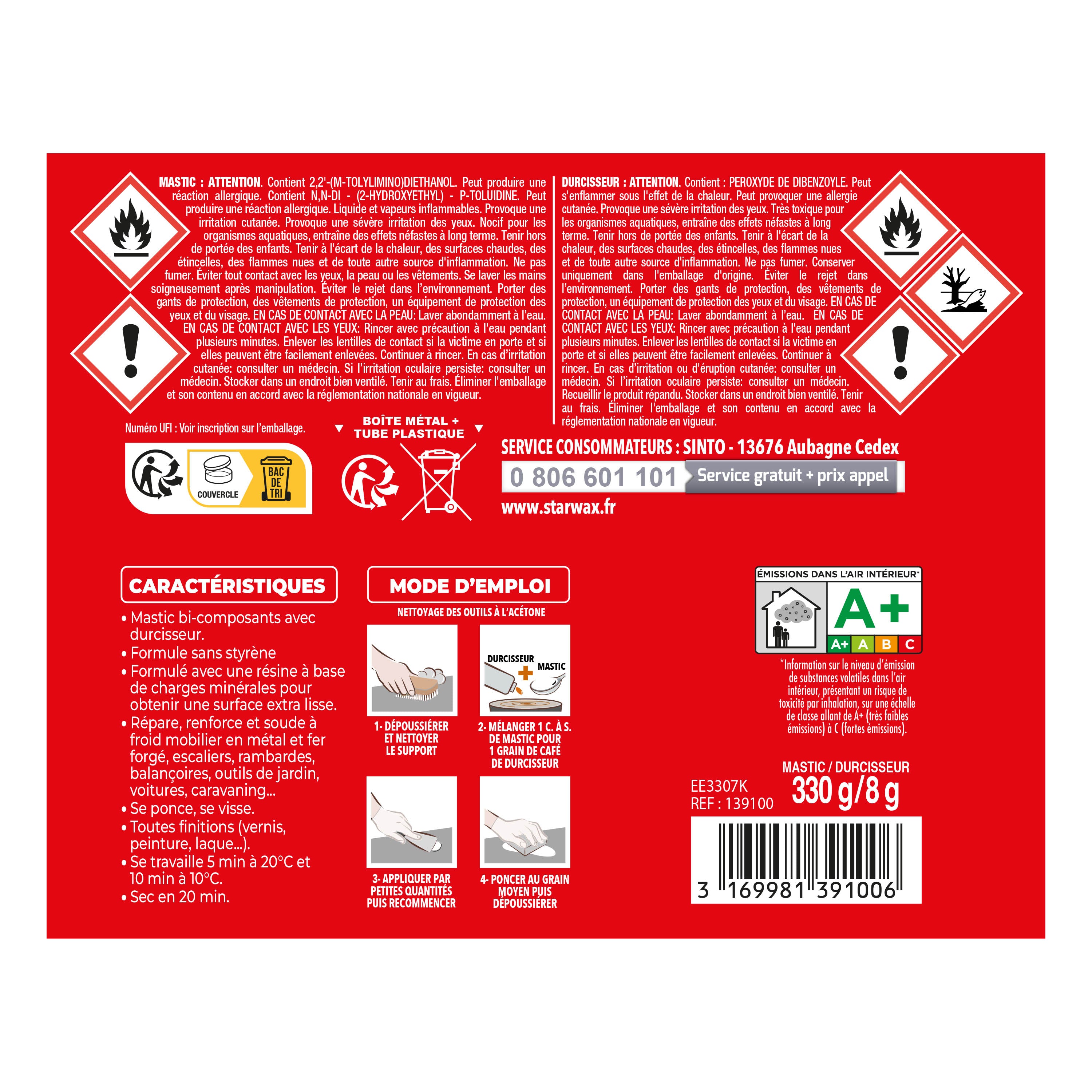 SINTO - Répare métal standard 120g Blanc