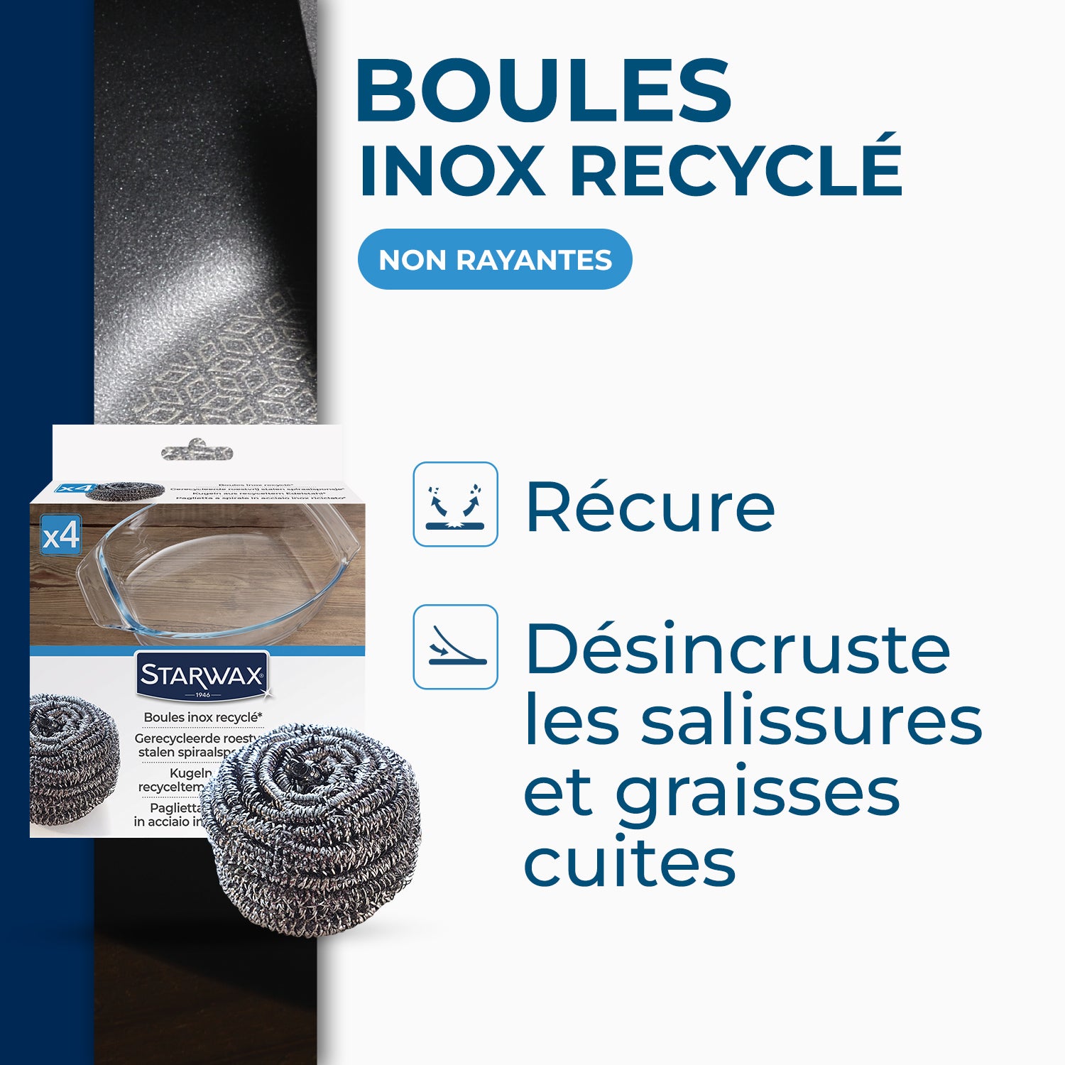 STARWAX - Boules inox recyclées x4 (70% recyclé) X4