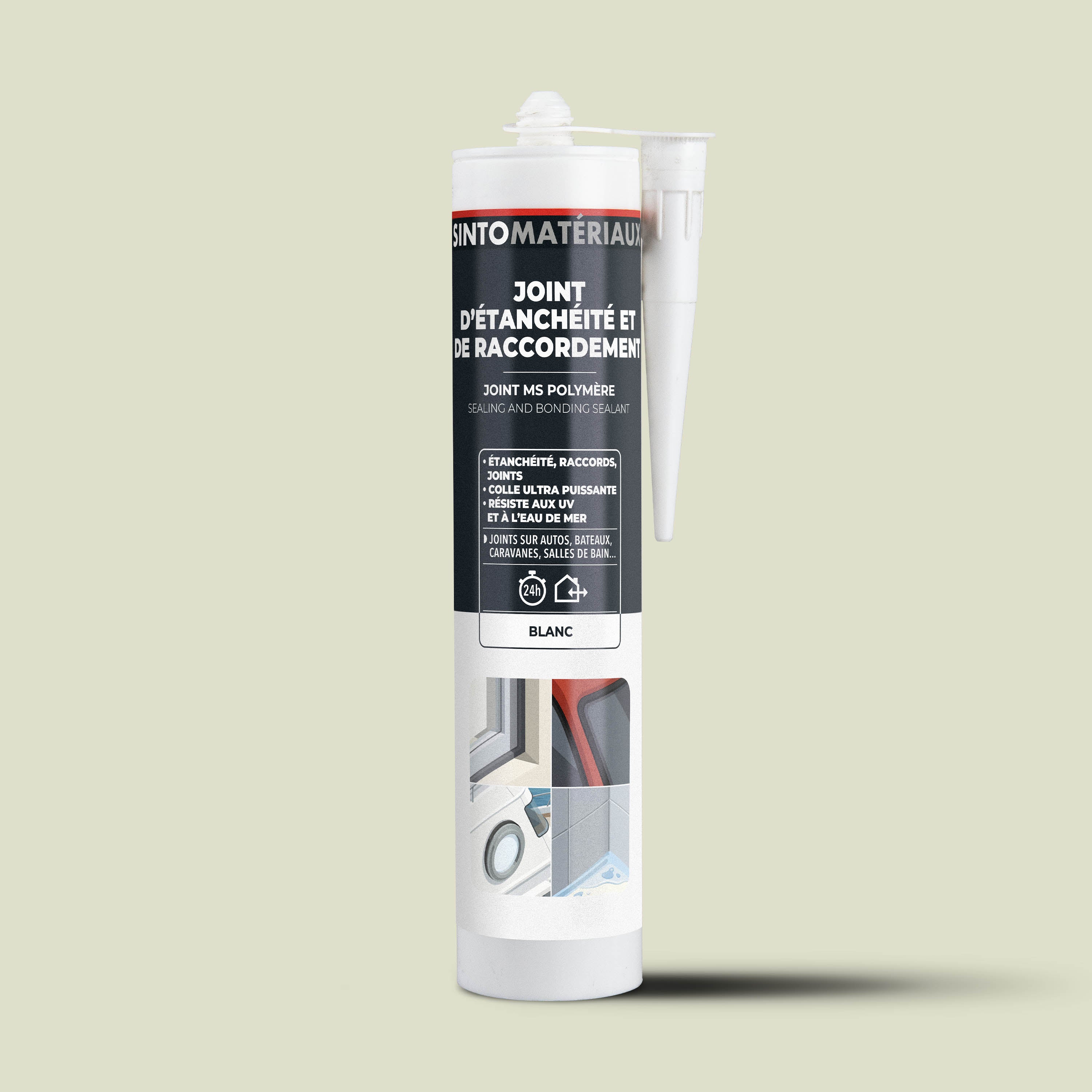 SINTO - Joint mastic auto marine 290ml Blanc