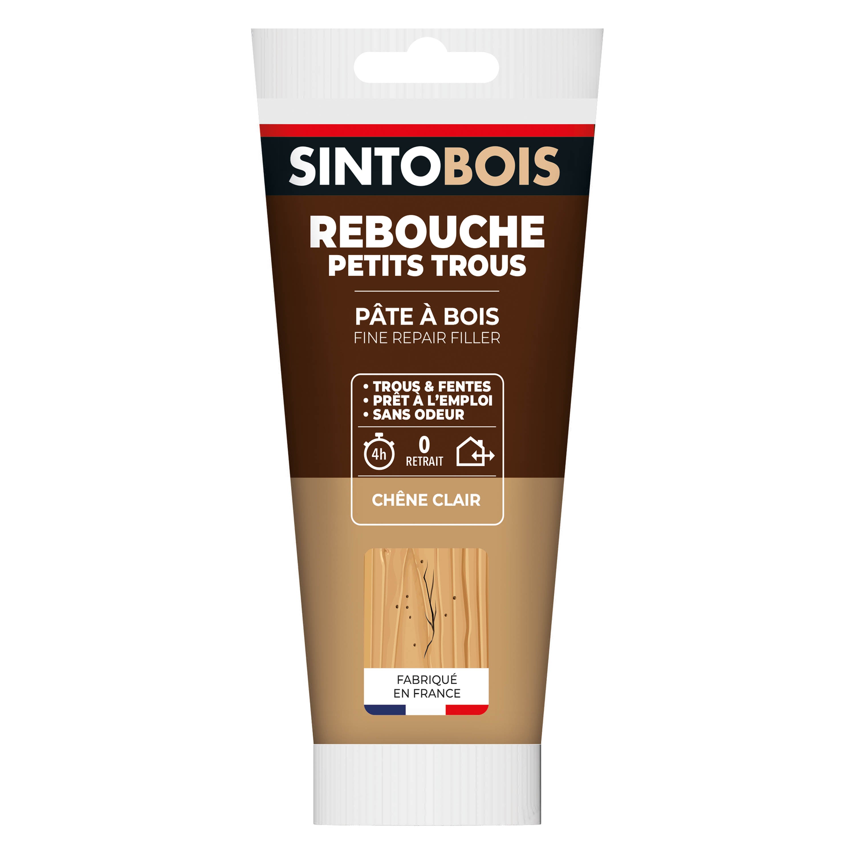 SINTO - Rebouche imperfections - Pâte à bois naturel 80g Blanc