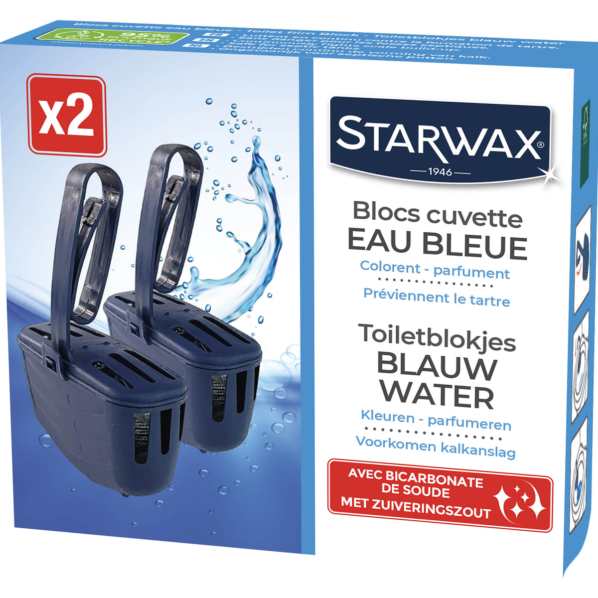 STARWAX - Blocs cuvette eau bleue pour WC
2 x 40g