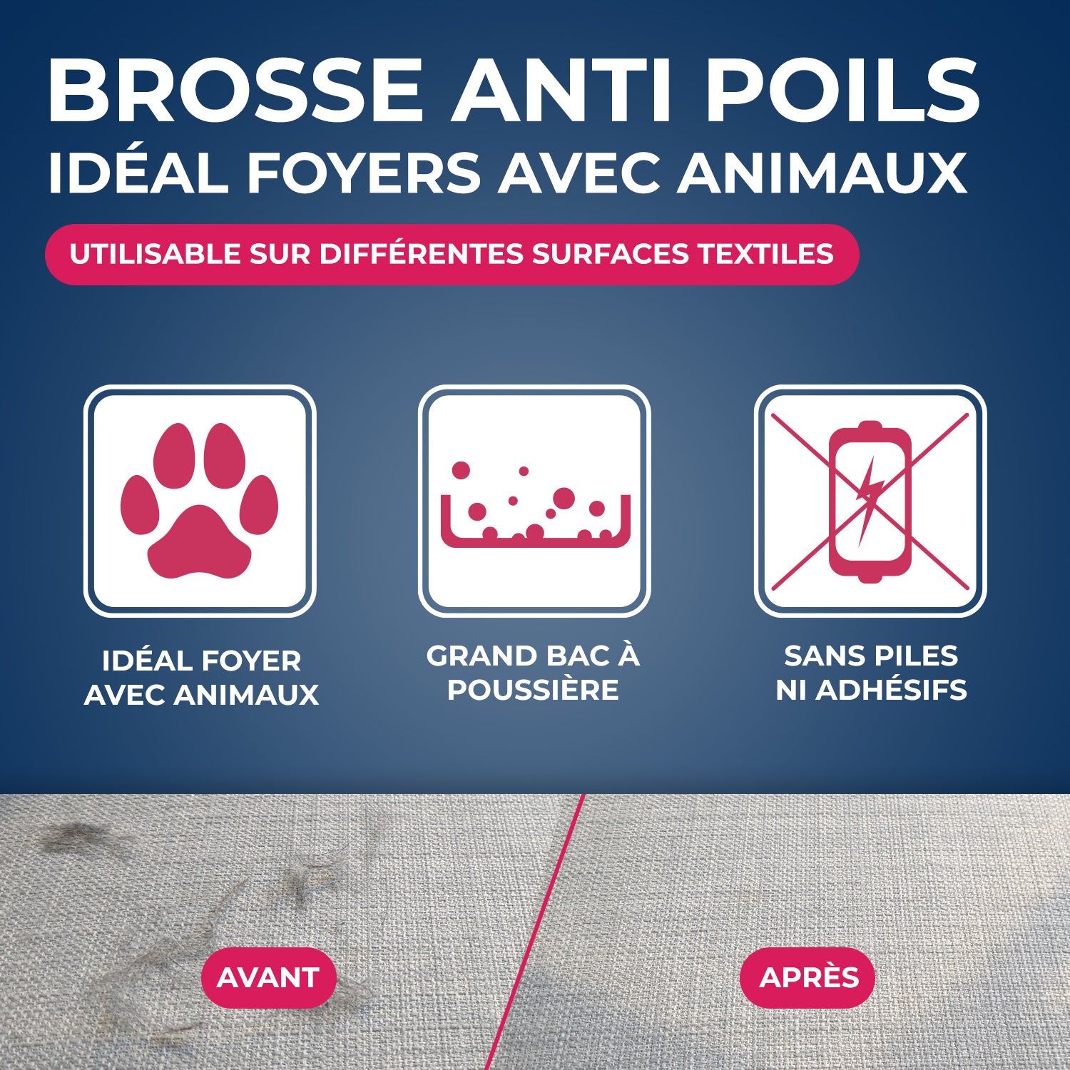 STARWAX - Brosse anti-poils animaux 1 Blanche et gris