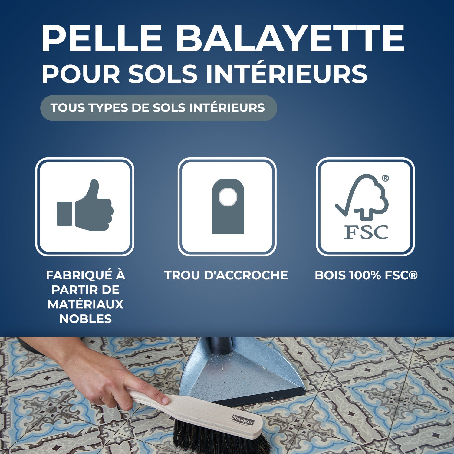 STARWAX - Pelle et balayette rectangulaire FSC® X1