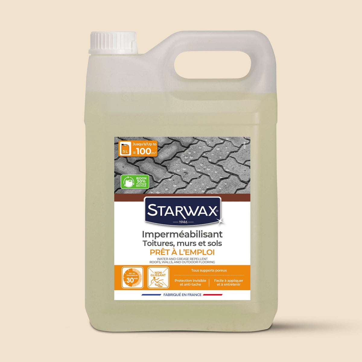 STARWAX - Imperméabilisant eau et graisses pour toitures, murs et sols extérieurs 1L
