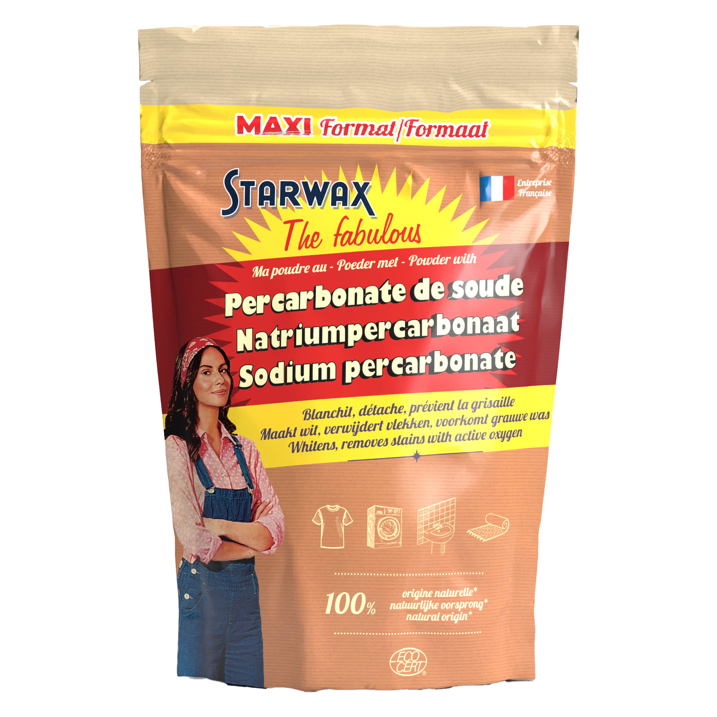 STARWAX FABULOUS - Ma poudre détachante & raviveur de blancheur au percarbonate de soude – Sachet éco 1kg