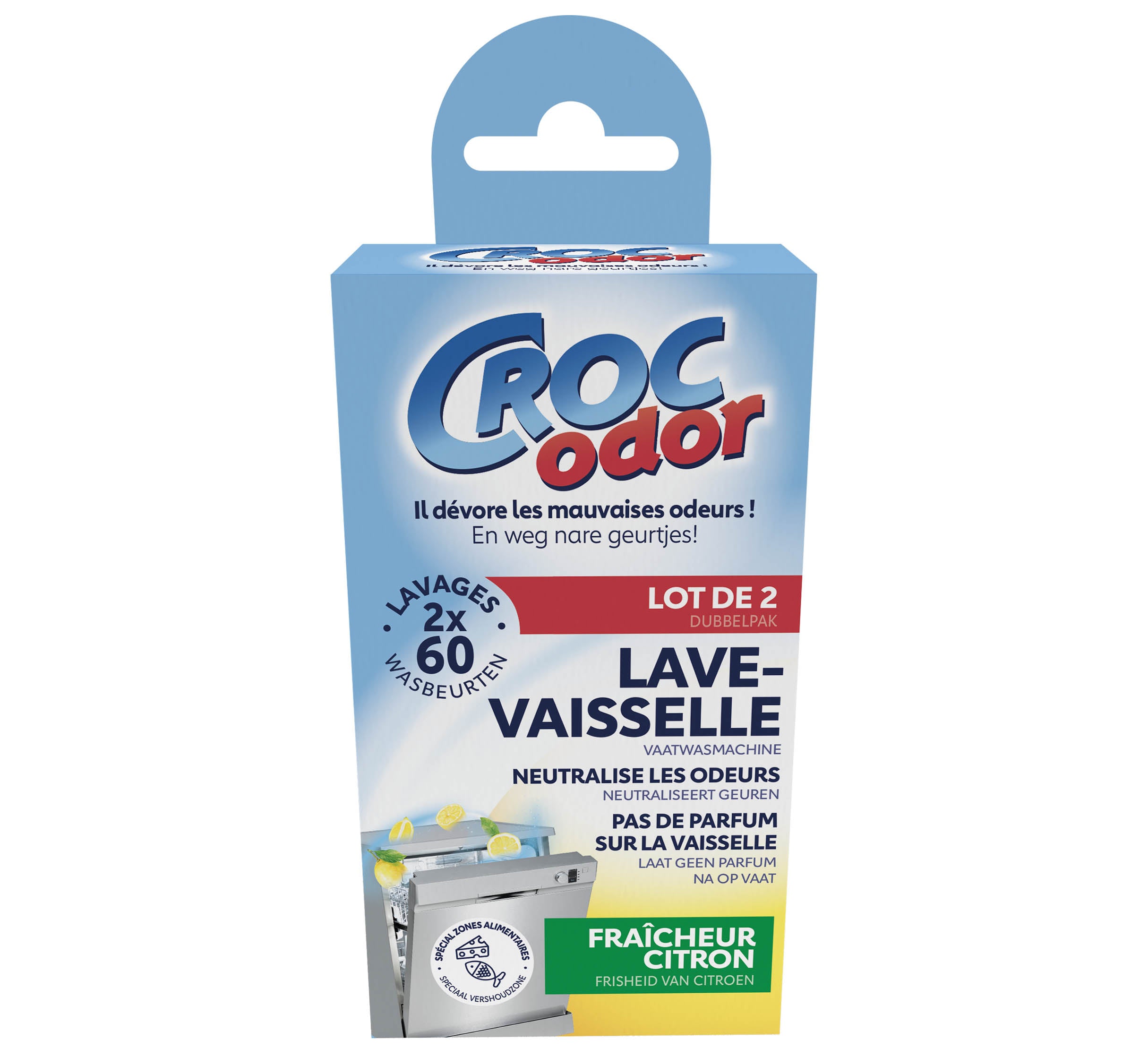 CROC ODOR - Absorbeur d'odeurs Lave-Vaisselle citron 8ml Citron