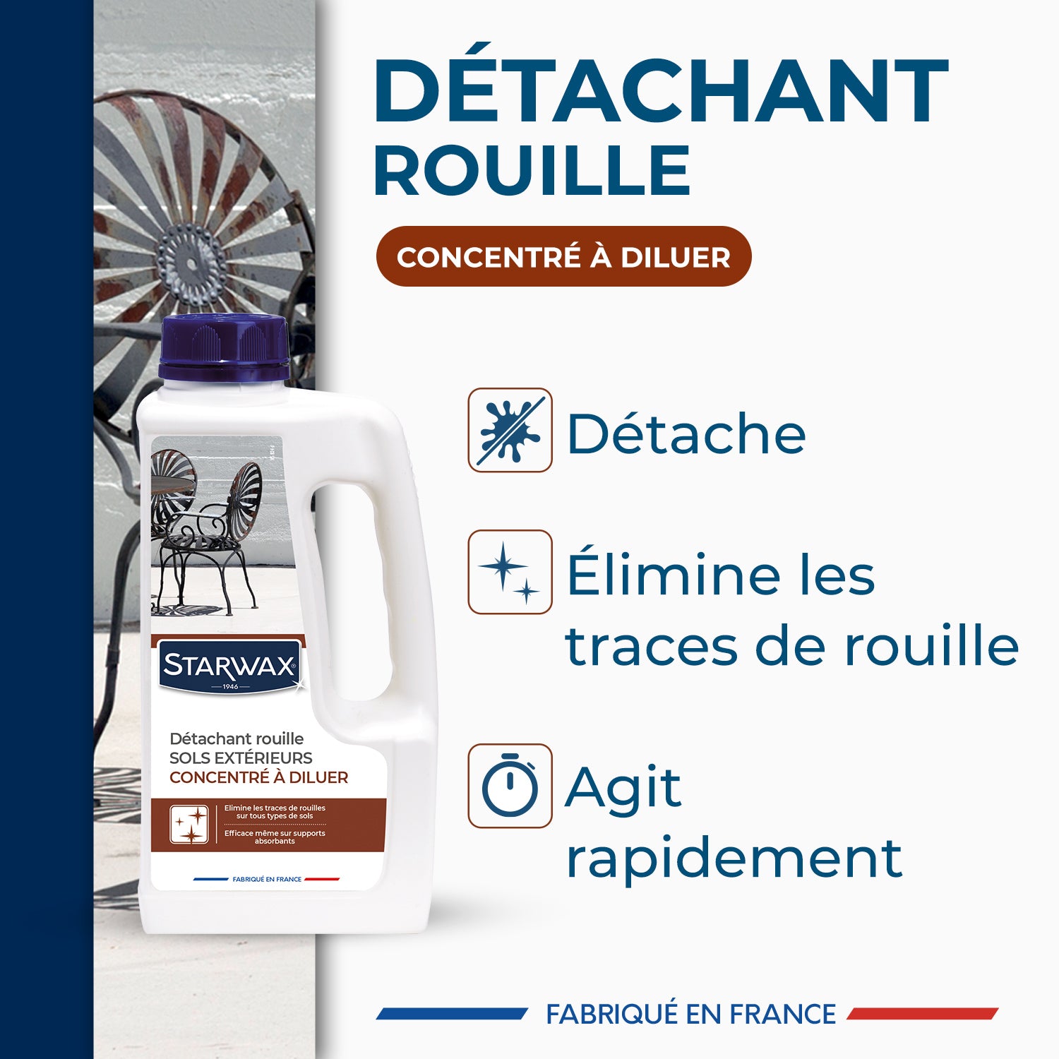 STARWAX - Détachant rouille pour sols extérieurs
1L