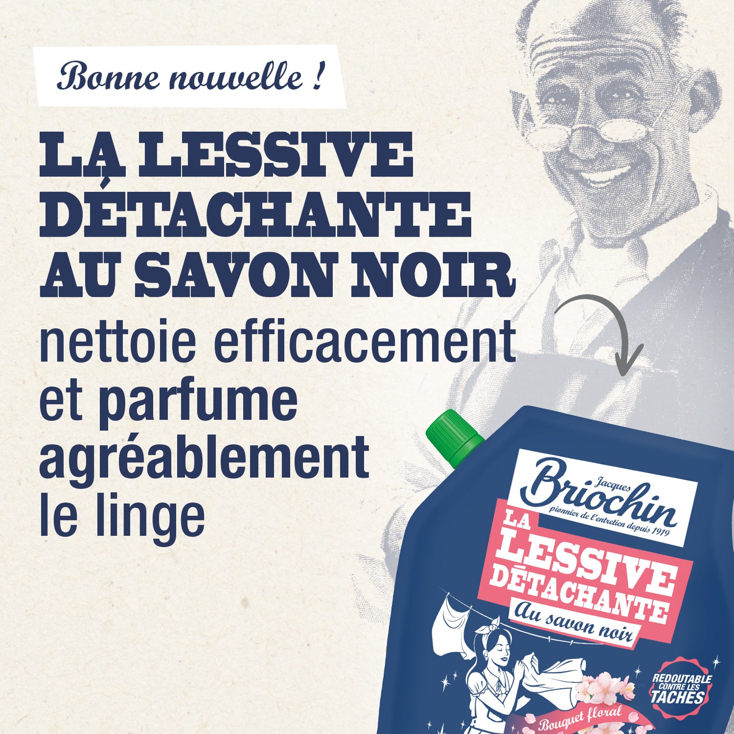 JACQUES BRIOCHIN - Recharge Ma lessive au savon noir - Détachante 1,7L Bouquet Floral