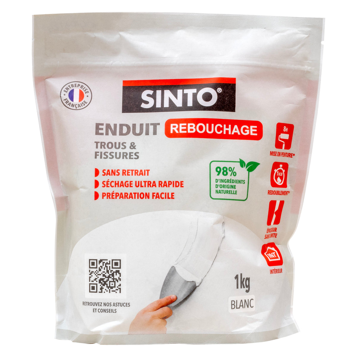 SINTO - Enduit rebouchage poudre 1kg Blanc