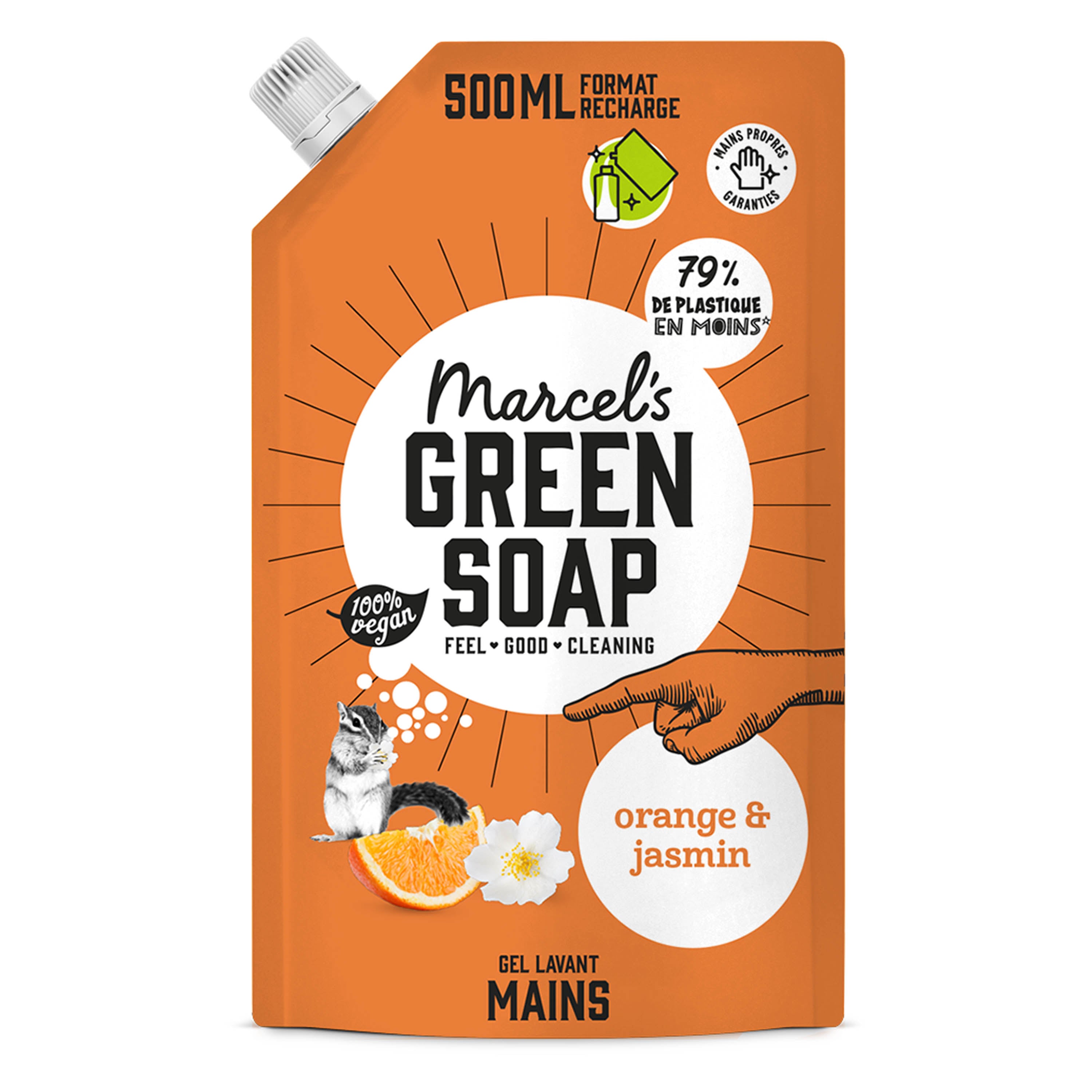 MARCEL'S GREEN SOAP - Recharge Gel Lavant Mains Orange & Jasmin 500ml Orange & Jasmin