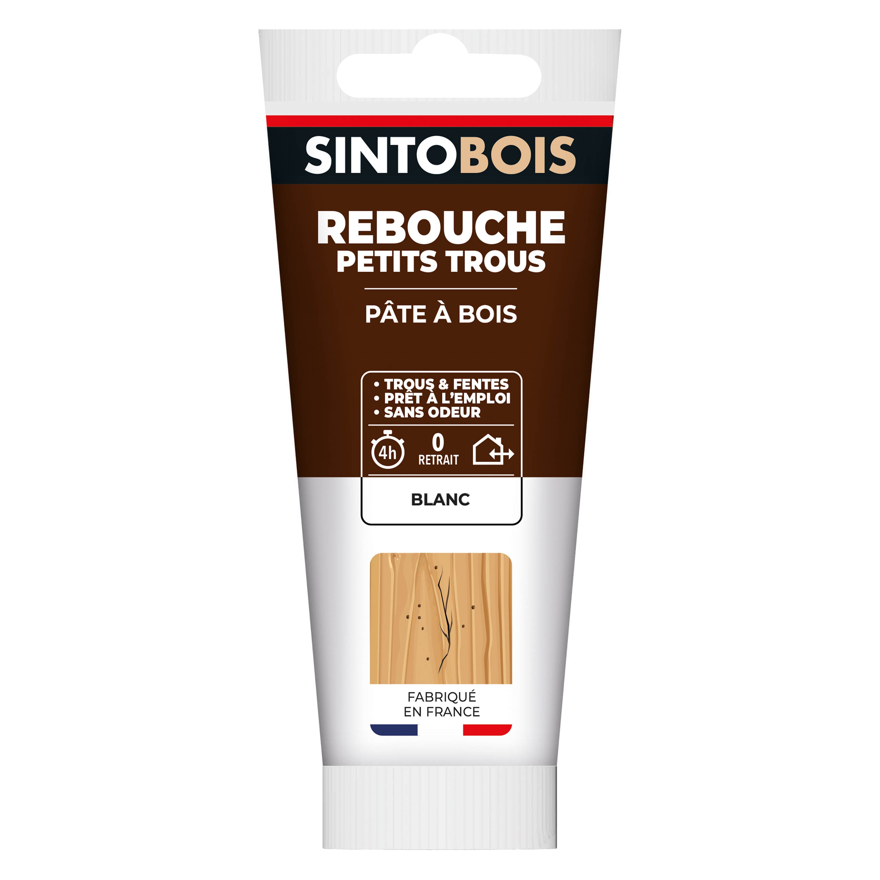 SINTO - Rebouche imperfections - Pâte à bois naturel 80g Blanc
