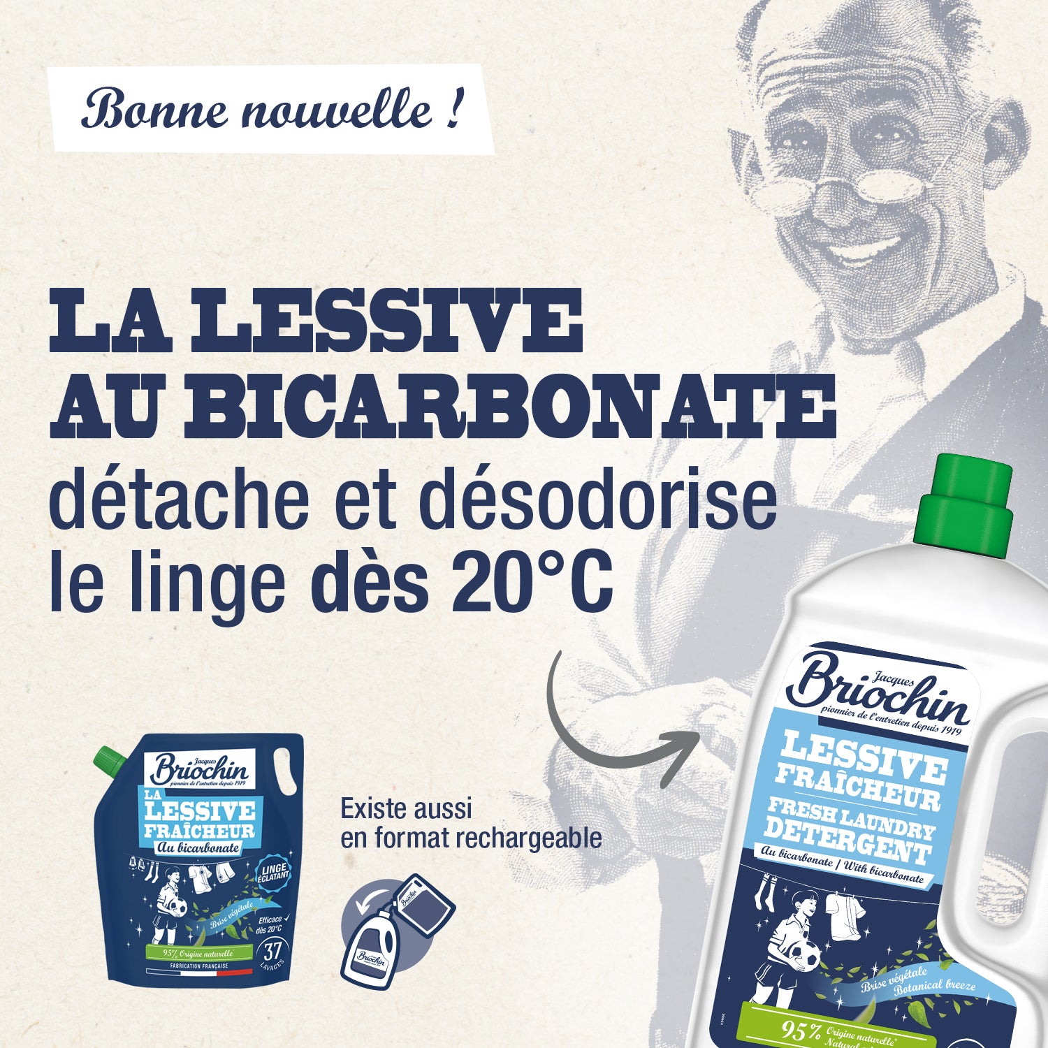 JACQUES BRIOCHIN - Ma Lessive au Bicarbonate – Brise Végétale 2,27l Brise Végétale
