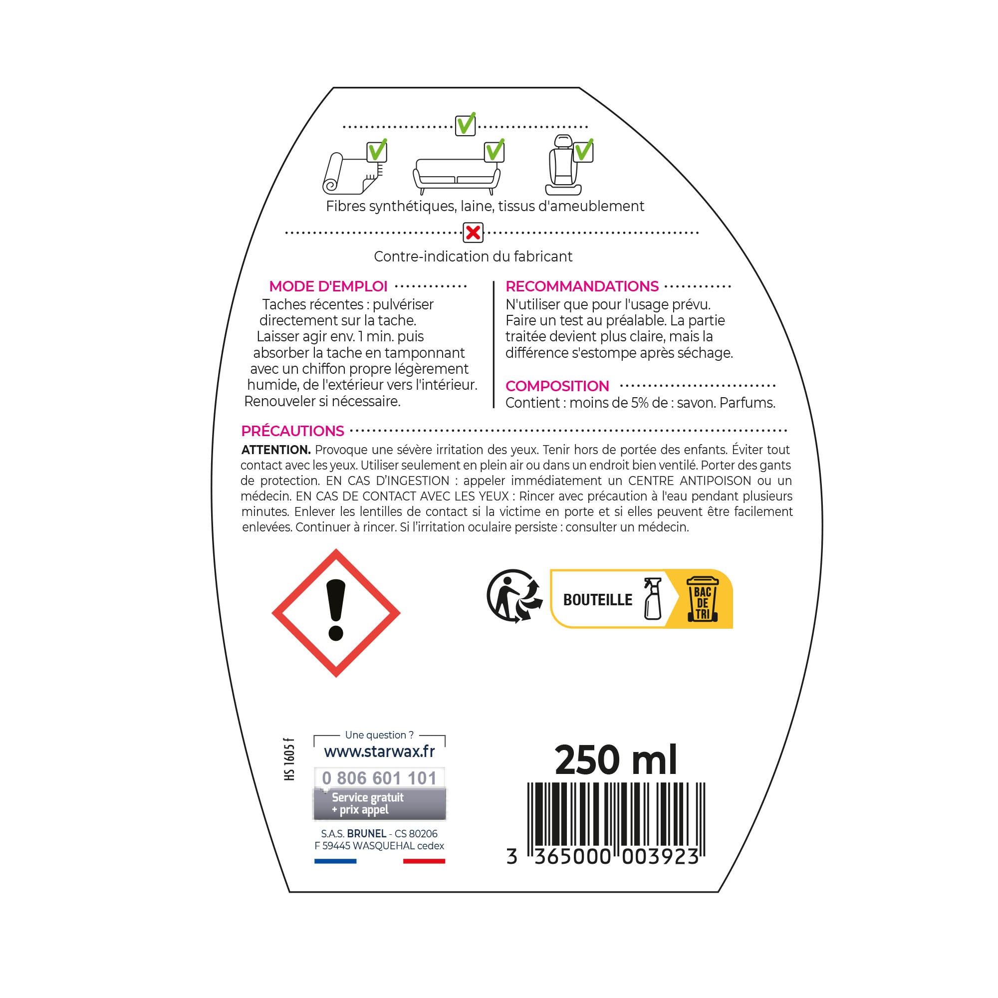 STARWAX - Détachant express pour tapis et moquettes 250ml