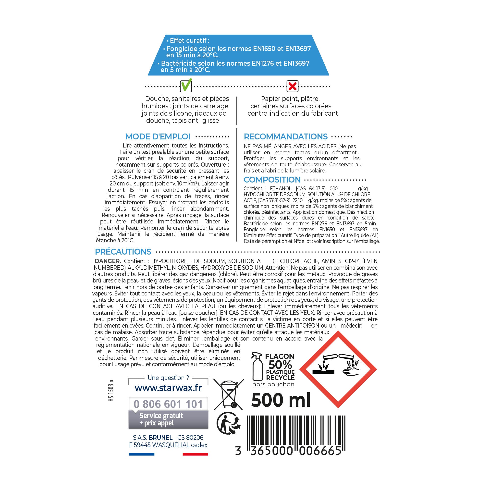 STARWAX - Anti-moisissures pour joints et salle de bains 500ml