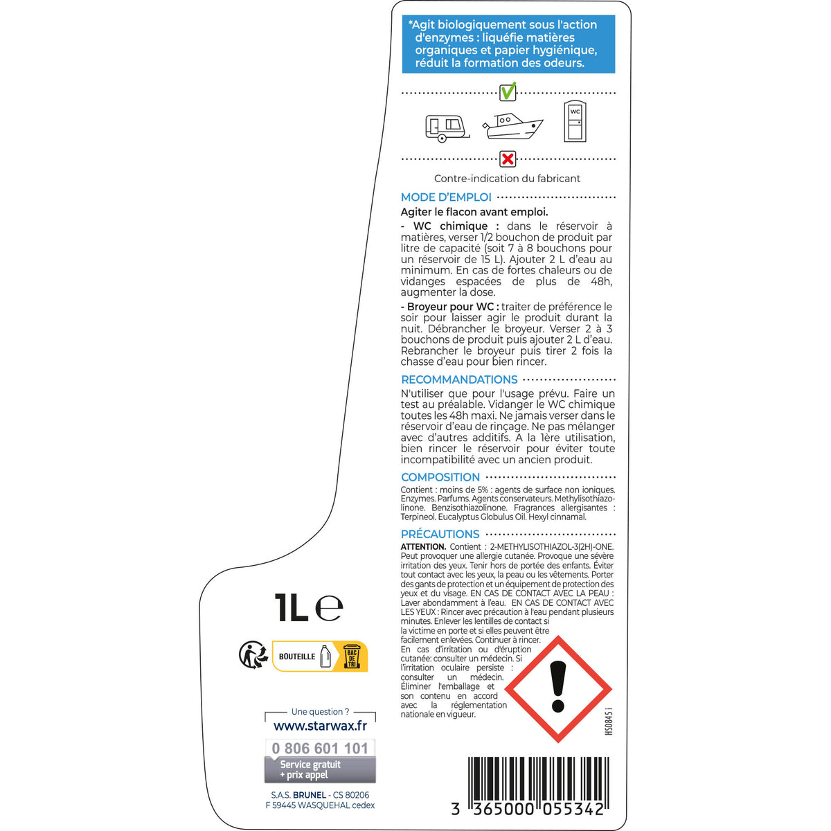 STARWAX - Liquéfiant désodorisant pour WC chimiques
 1L