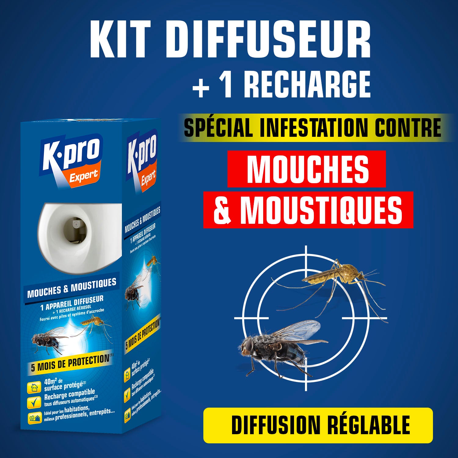 K.PRO - Diffuseur automatique contre les mouches et moustiques
 250ml