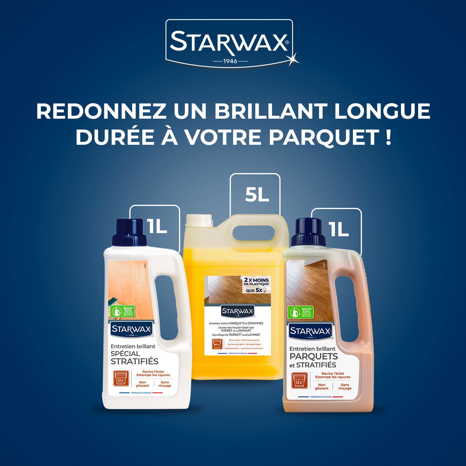 STARWAX - Entretien brillant pour parquets et sols stratifiés
 1L