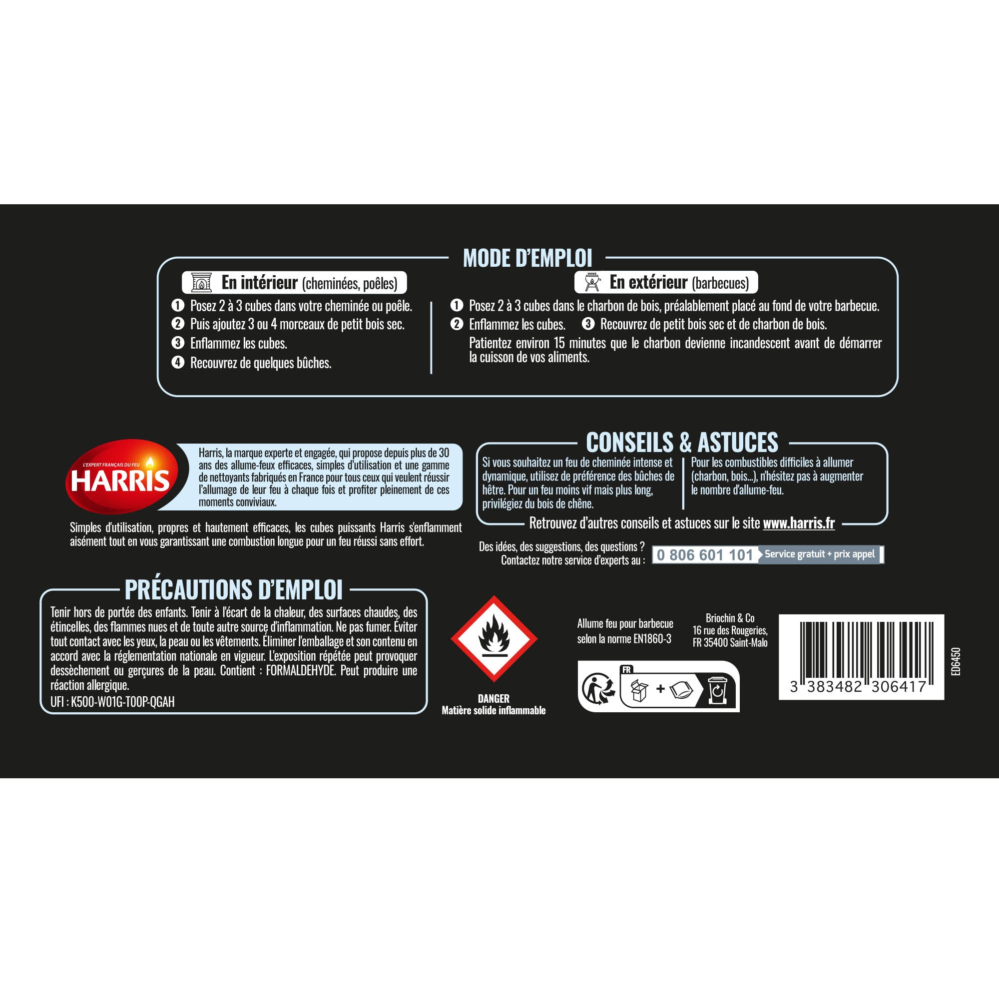 HARRIS - 96 cubes allume feu sans odeur x96 360g
sans odeur