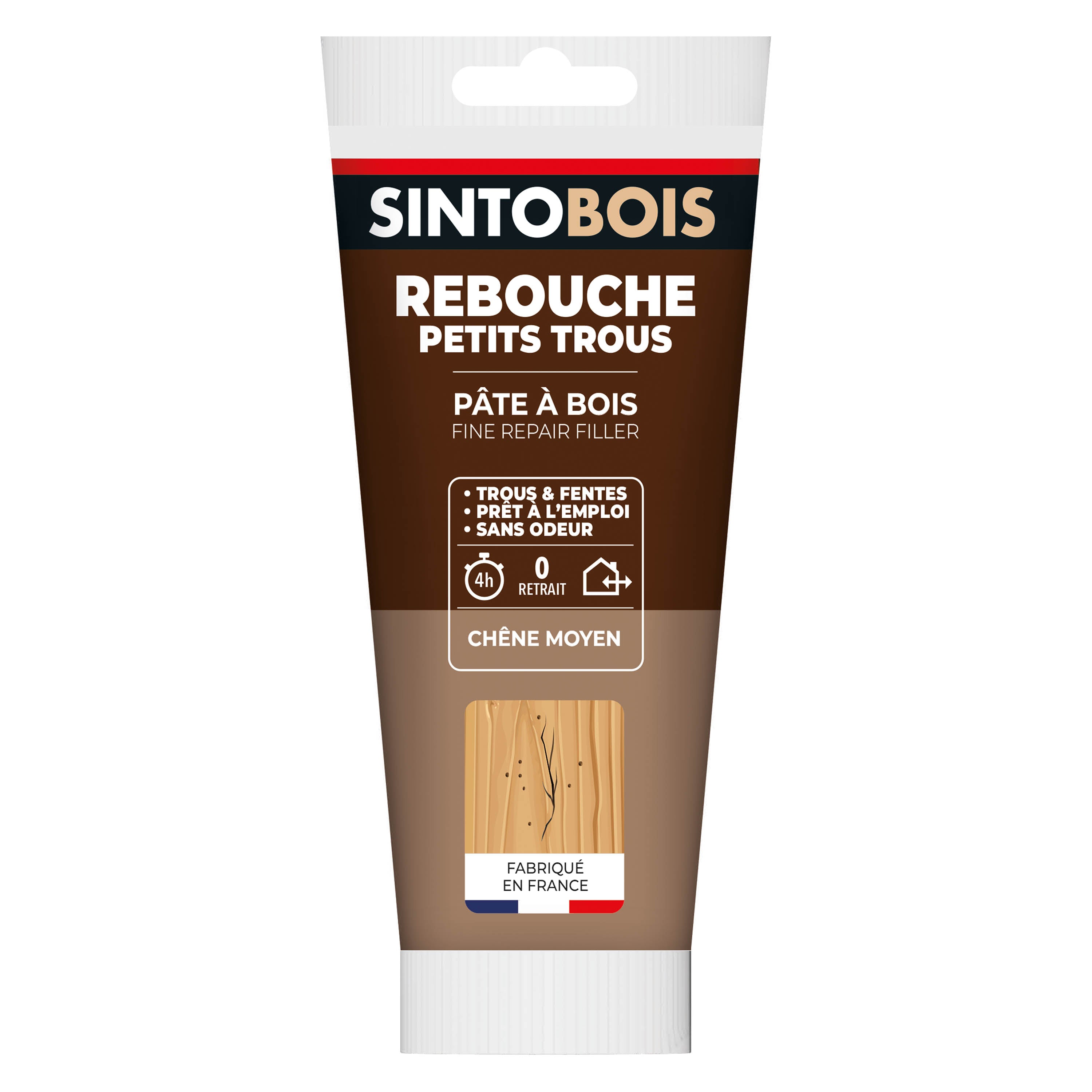 SINTO - Rebouche imperfections -  Pâte à bois naturel 80g Blanc