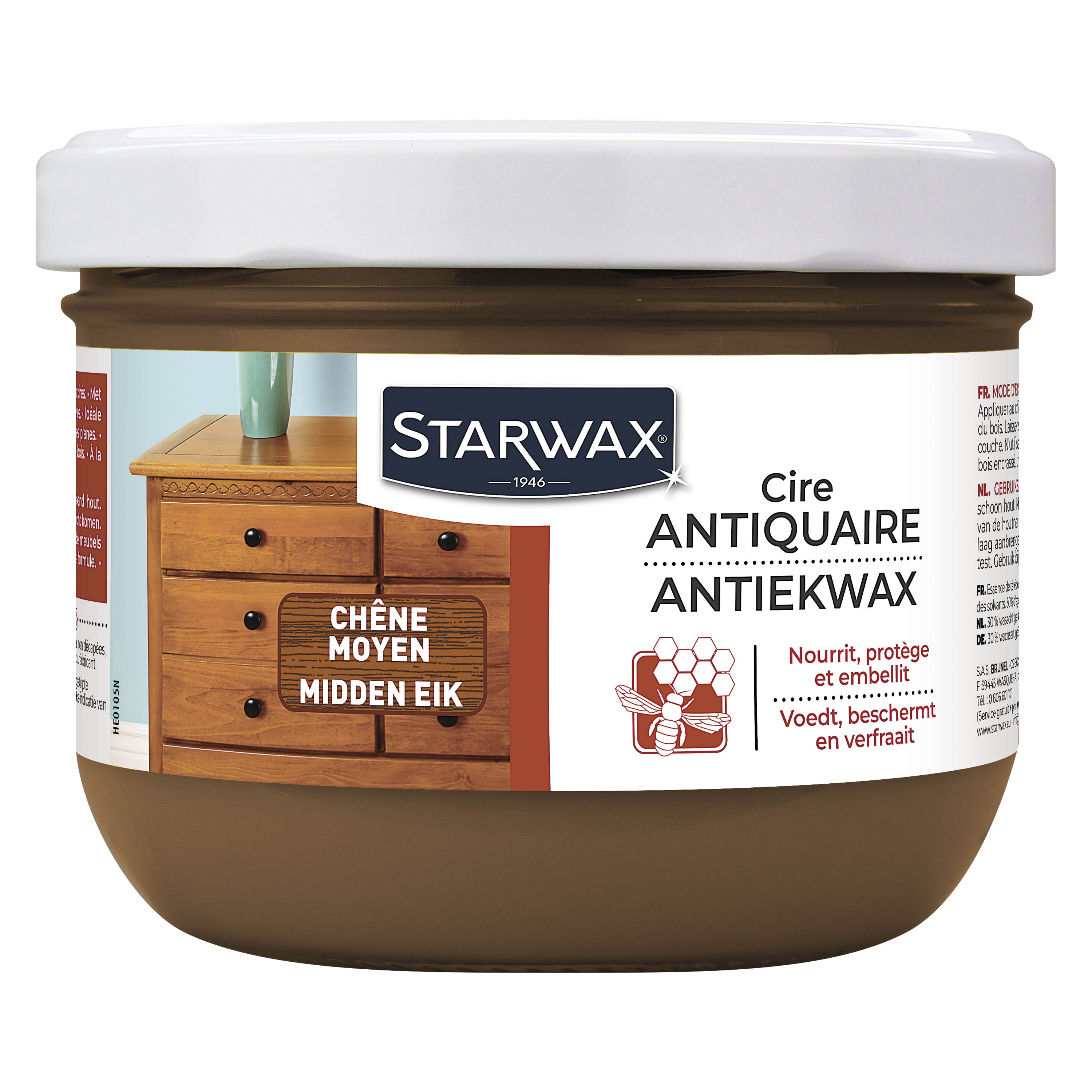 STARWAX - Cire antiquaire pâte pour bois cirés 375ml Incolore