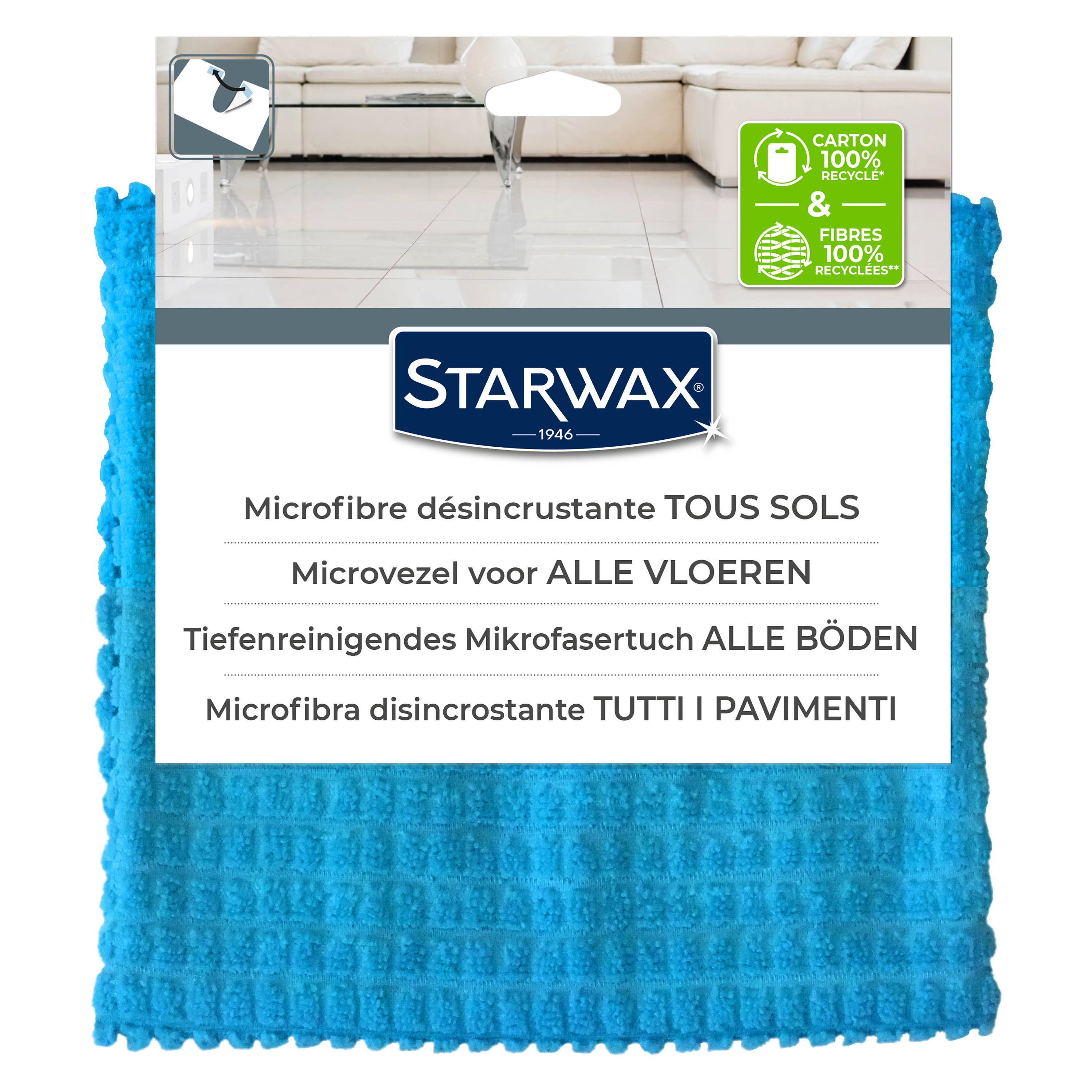 STARWAX - Serpillière microfibre désincrustante pour sols intérieurs X1