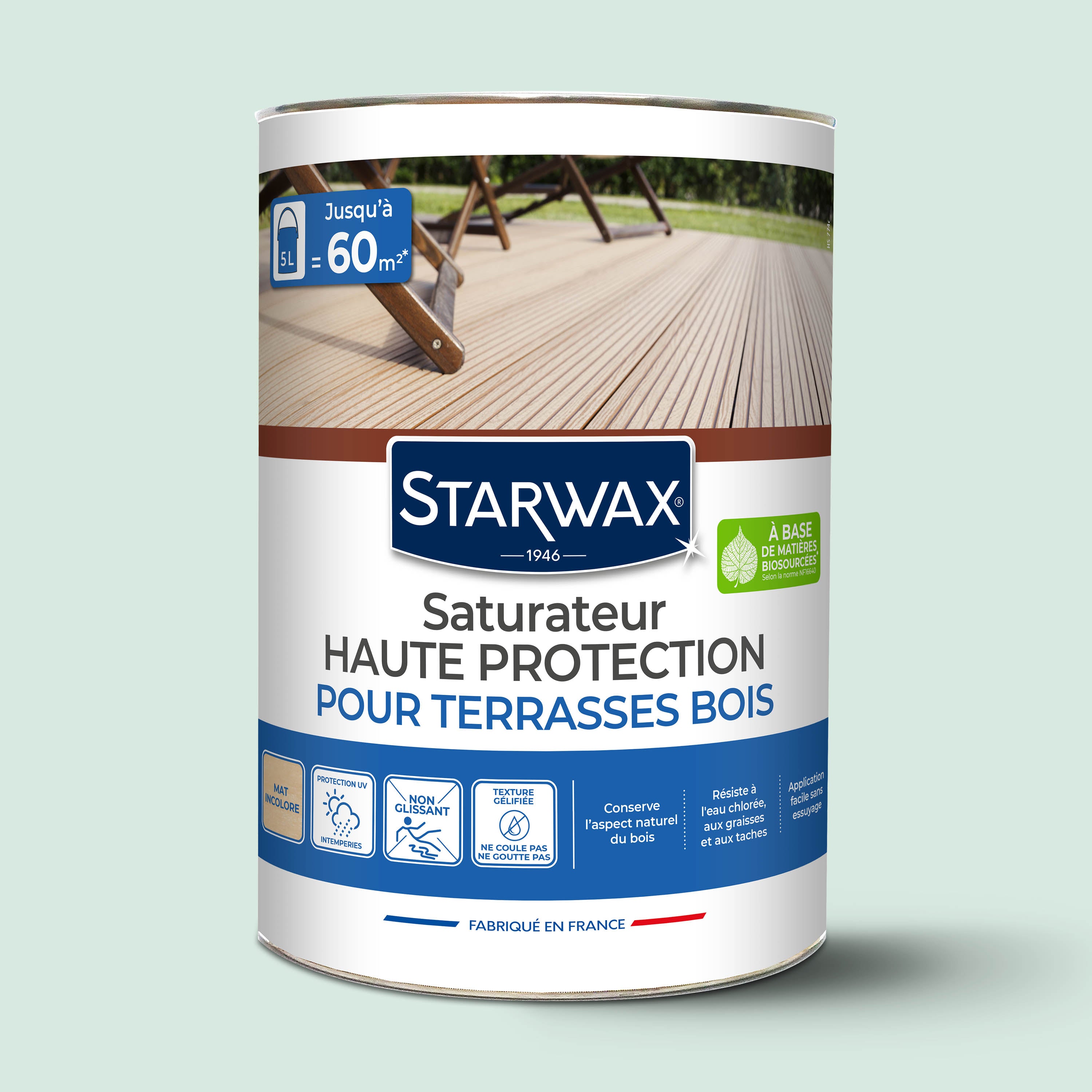 STARWAX - Saturateur Haute protection pour terrasses bois
 1L Teck