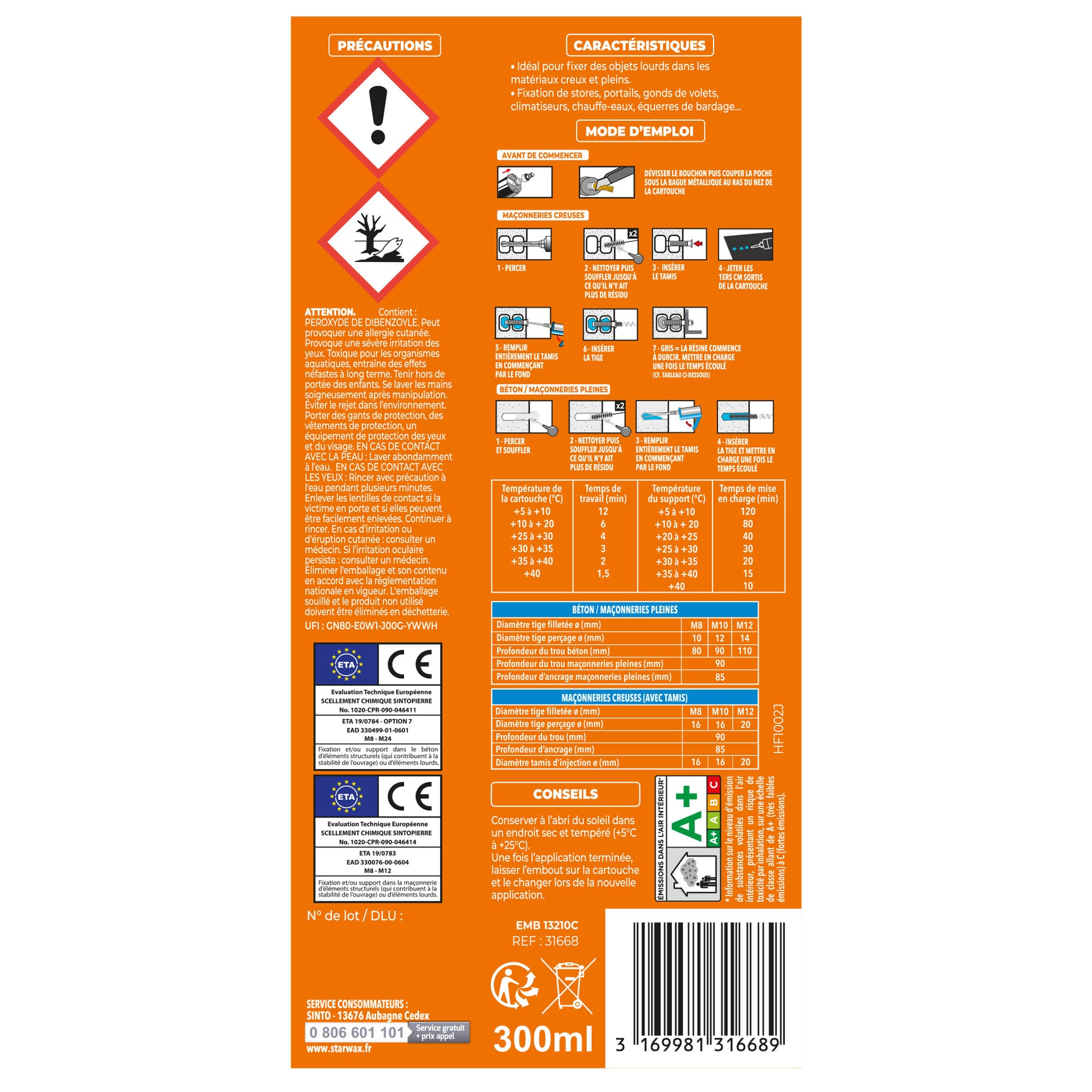 SINTO - Scellement chimique 300ml