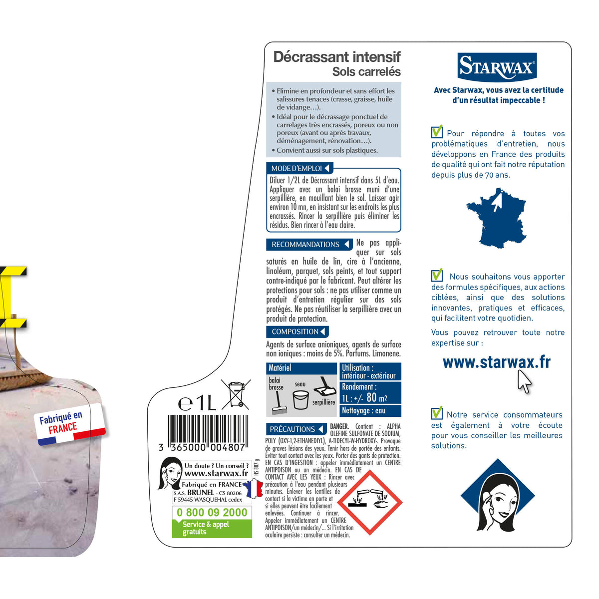 STARWAX - Décrassant intensif carrelages et PVC 1L