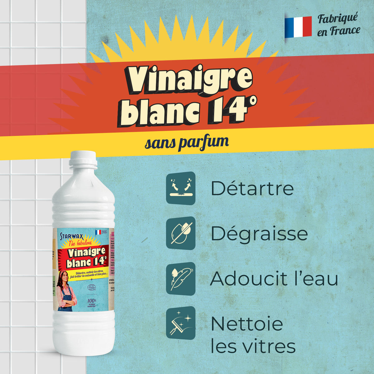 STARWAX FABULOUS - Vinaigre blanc 14° 1L