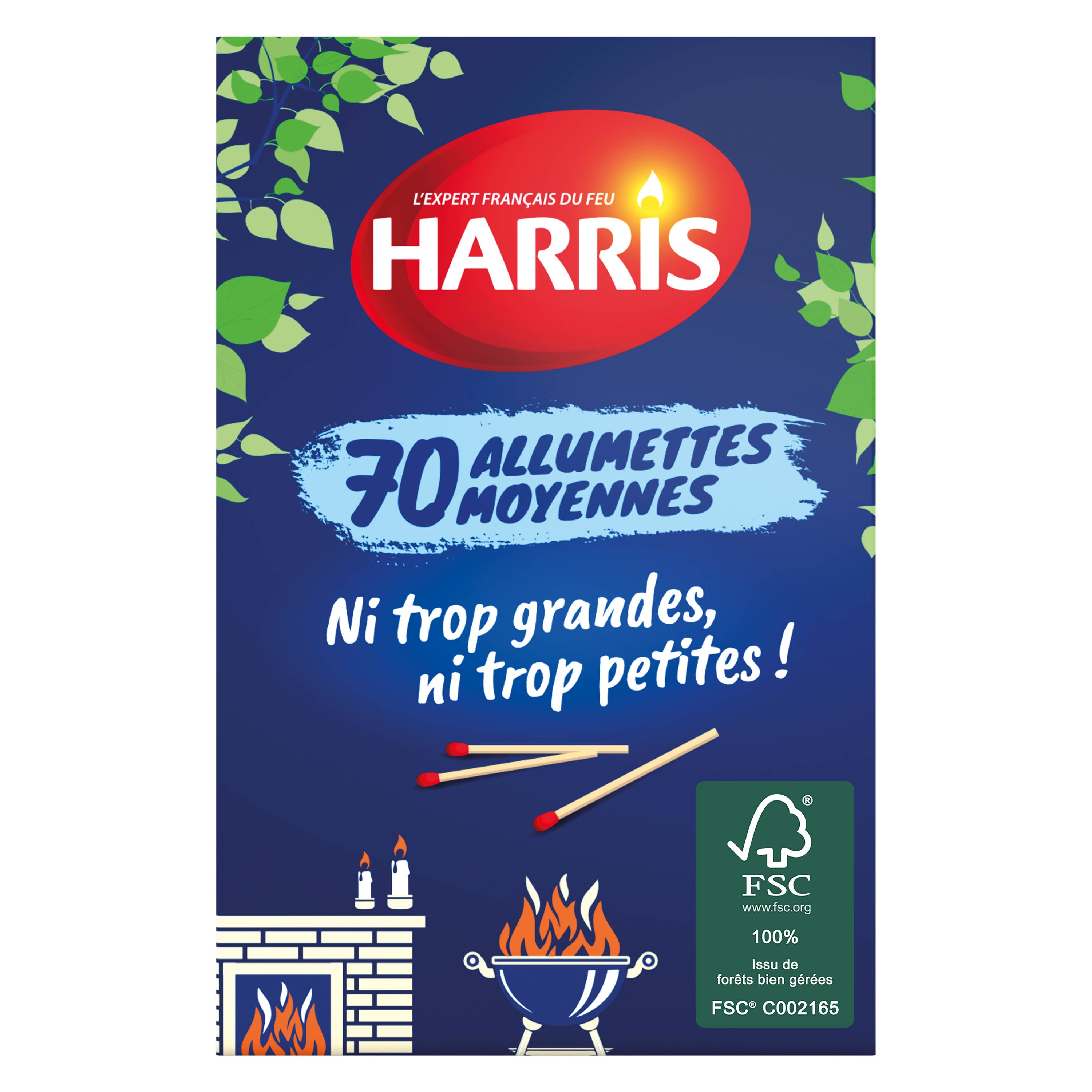 HARRIS - 70 Allumettes moyennes certifiées FSC® x70