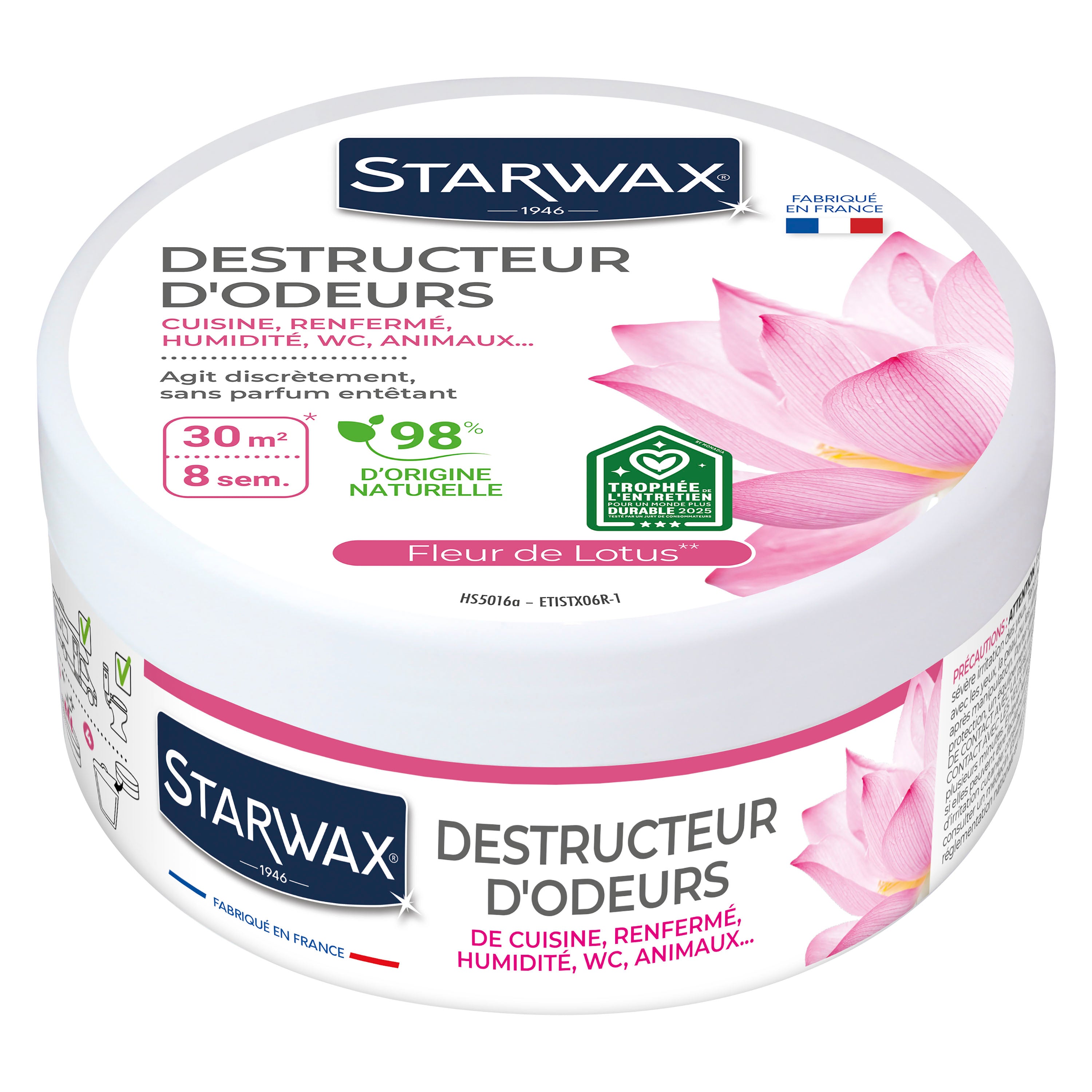 STARWAX - Destructeur d'odeurs Fleur de Lotus 300g Parfum Fleur de Lotus