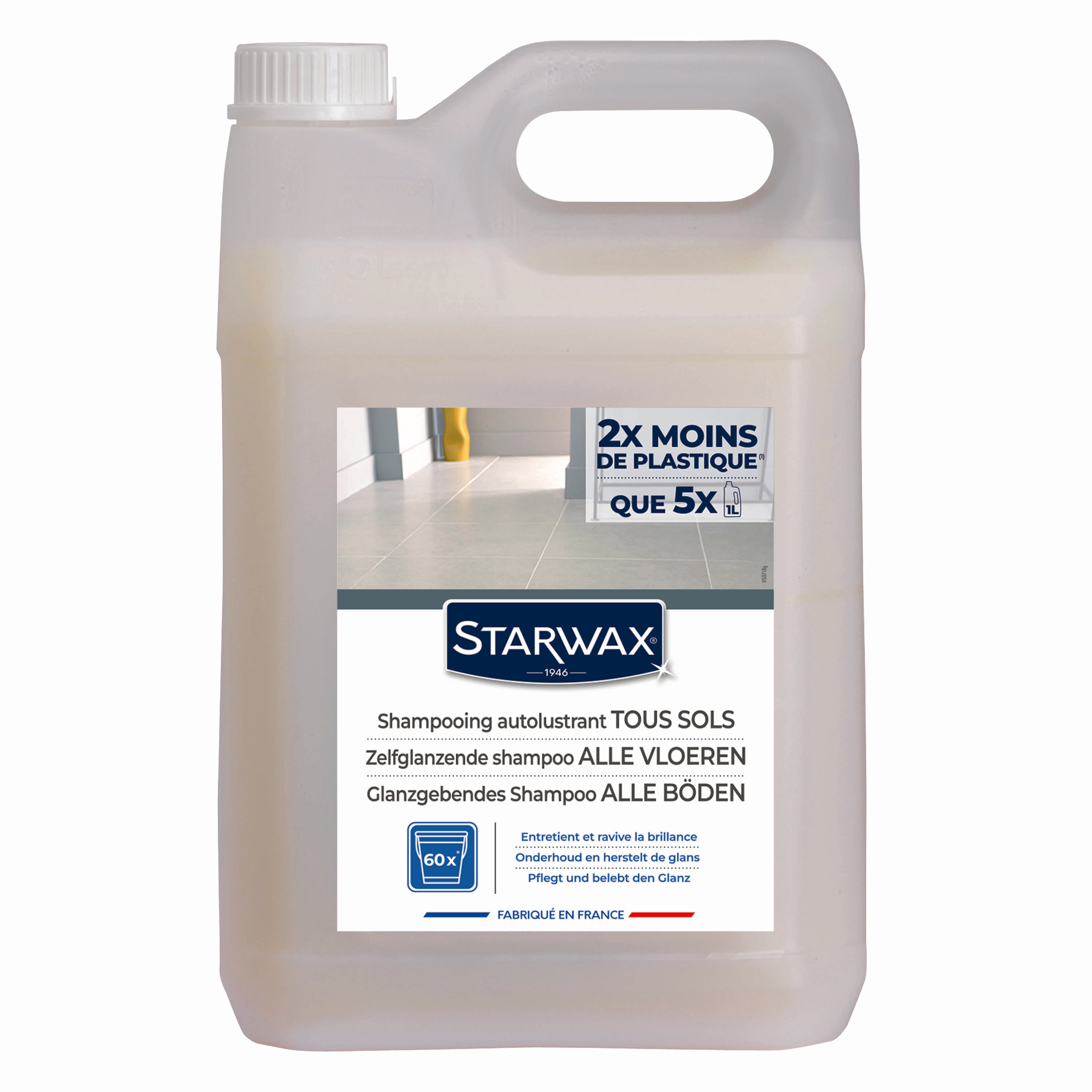 STARWAX - Shampooing autolustrant pour sols intérieurs 1L