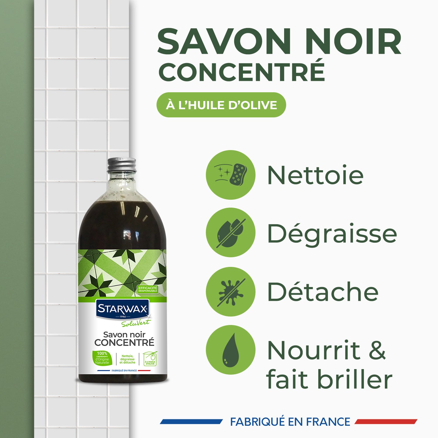 STARWAX SOLUVERT - Savon noir concentré à l'huile d'olive 1L