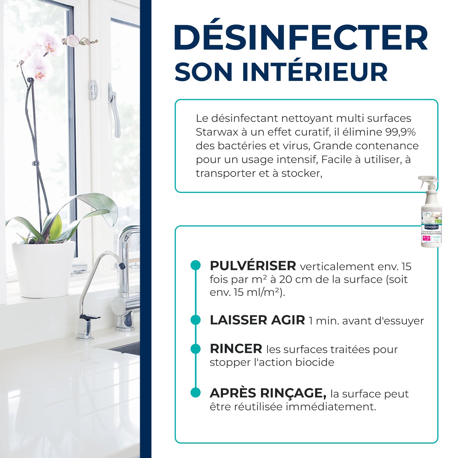 STARWAX - Désinfectant nettoyant multi-surfaces
 1L