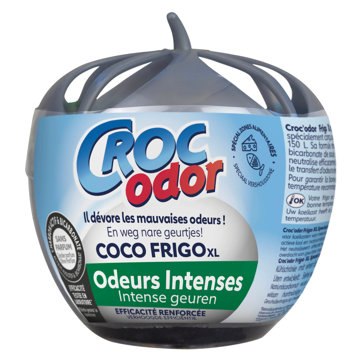 CROC ODOR - Absorbeur d'odeurs Frigo XL Odeurs intenses 140g Sans parfum