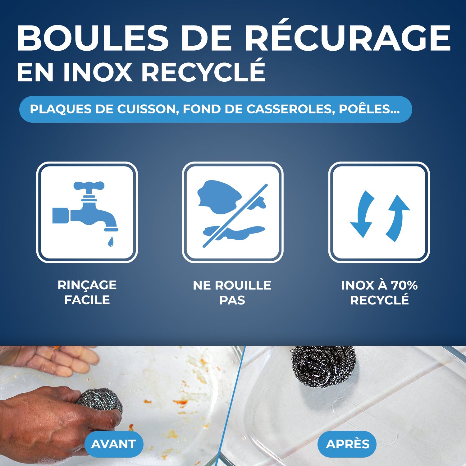STARWAX - Boules inox recyclées x4 (70% recyclé) X4