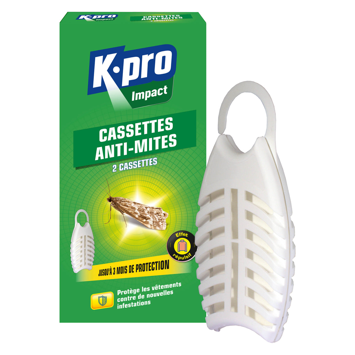 K.PRO - Cassettes répulsives mites des vêtements 2 cassettes