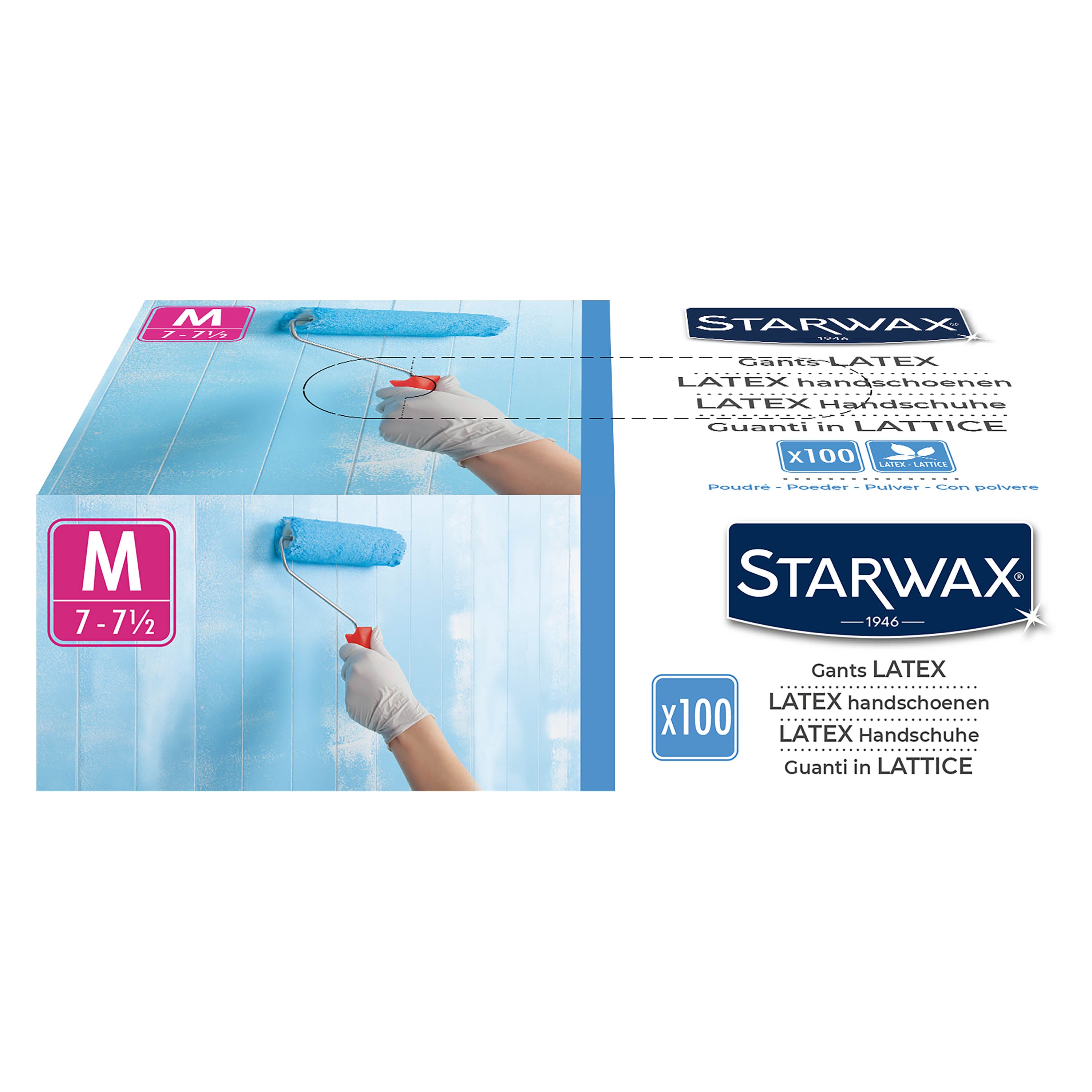 STARWAX - Gants latex poudrés X100 M