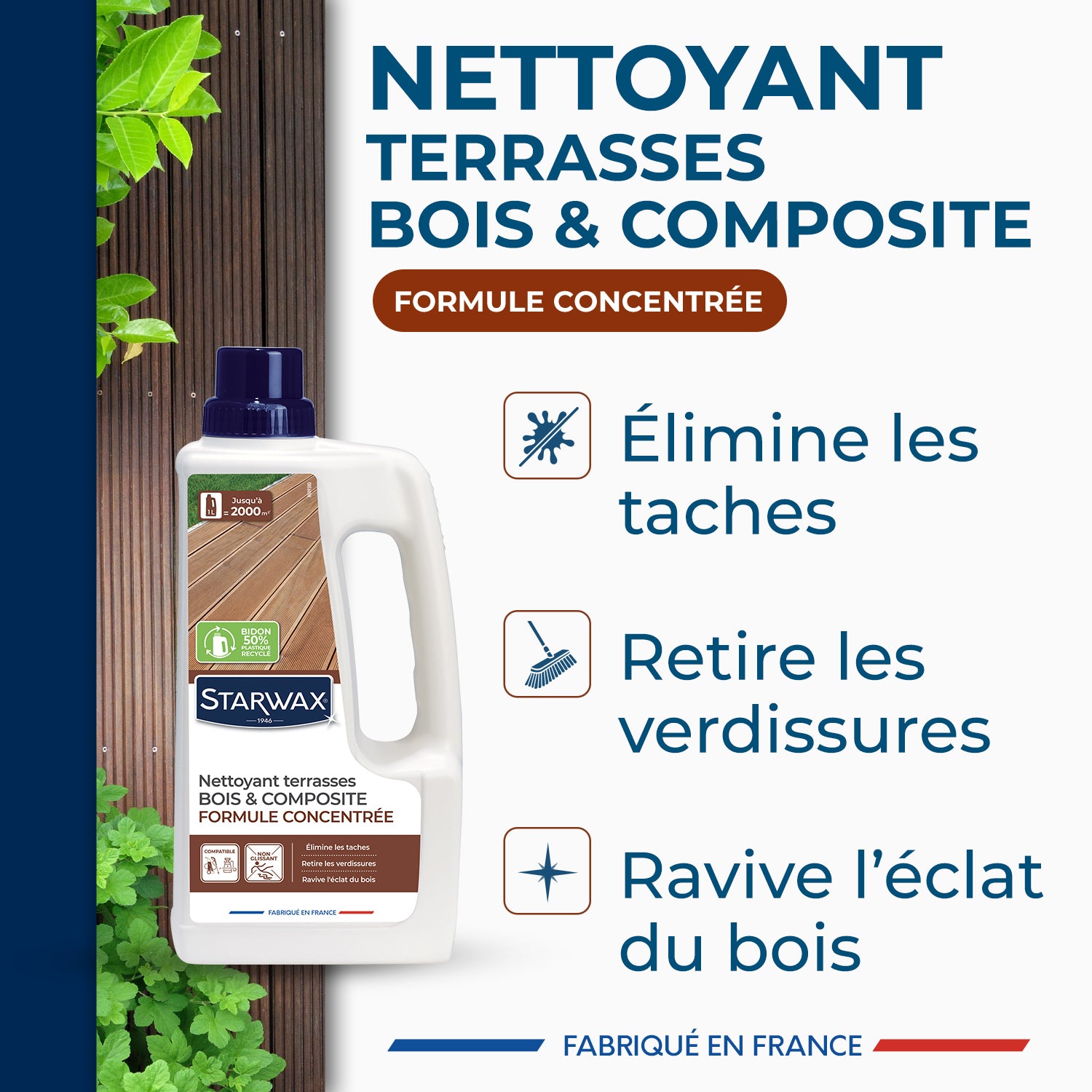 STARWAX - Nettoyant concentré pour terrasses en bois et composite
 1L